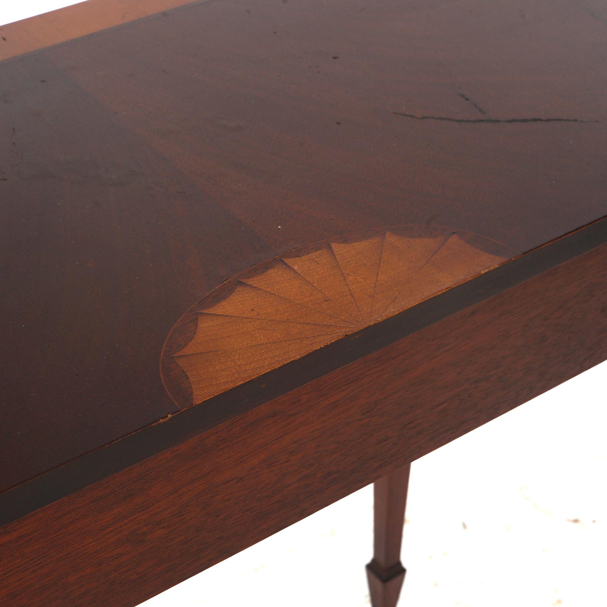 Henkel Harris School Mahogany & Satinwood Single-Drawer Demilune Console Table 5