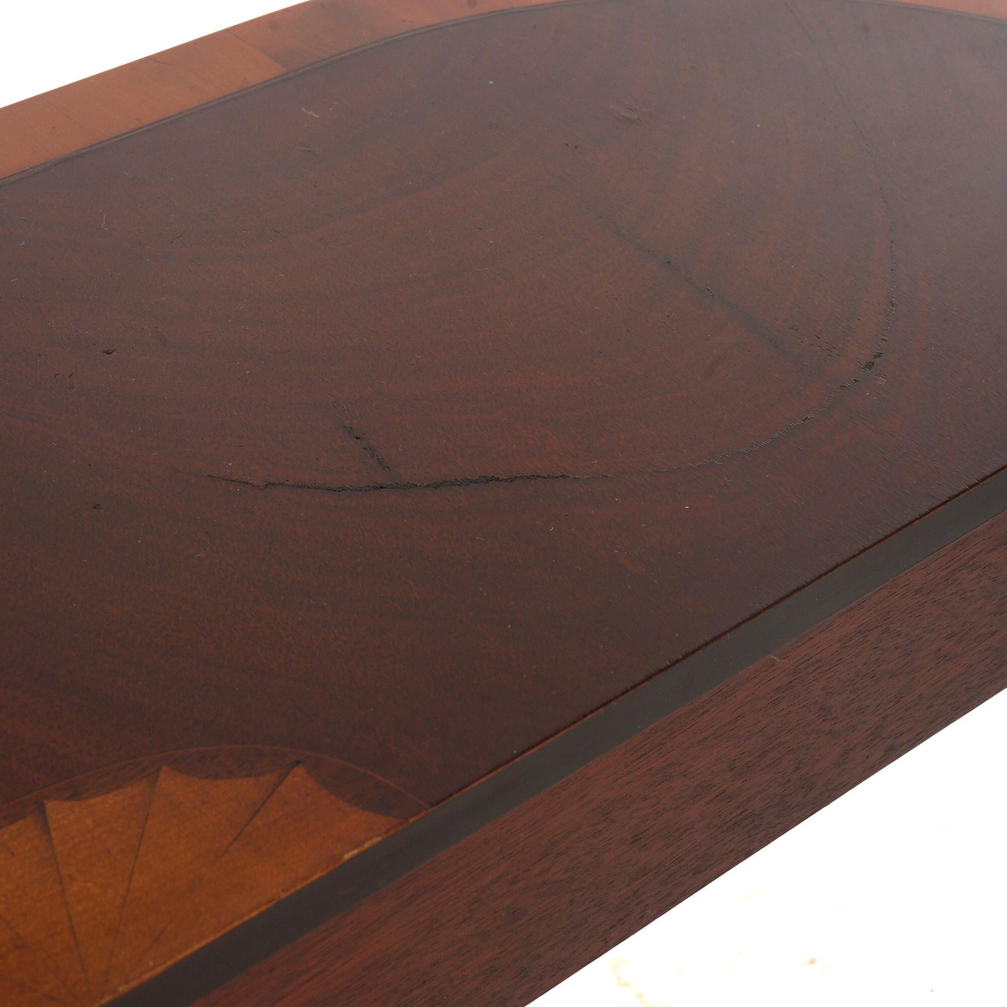 Henkel Harris School Mahogany & Satinwood Single-Drawer Demilune Console Table 6