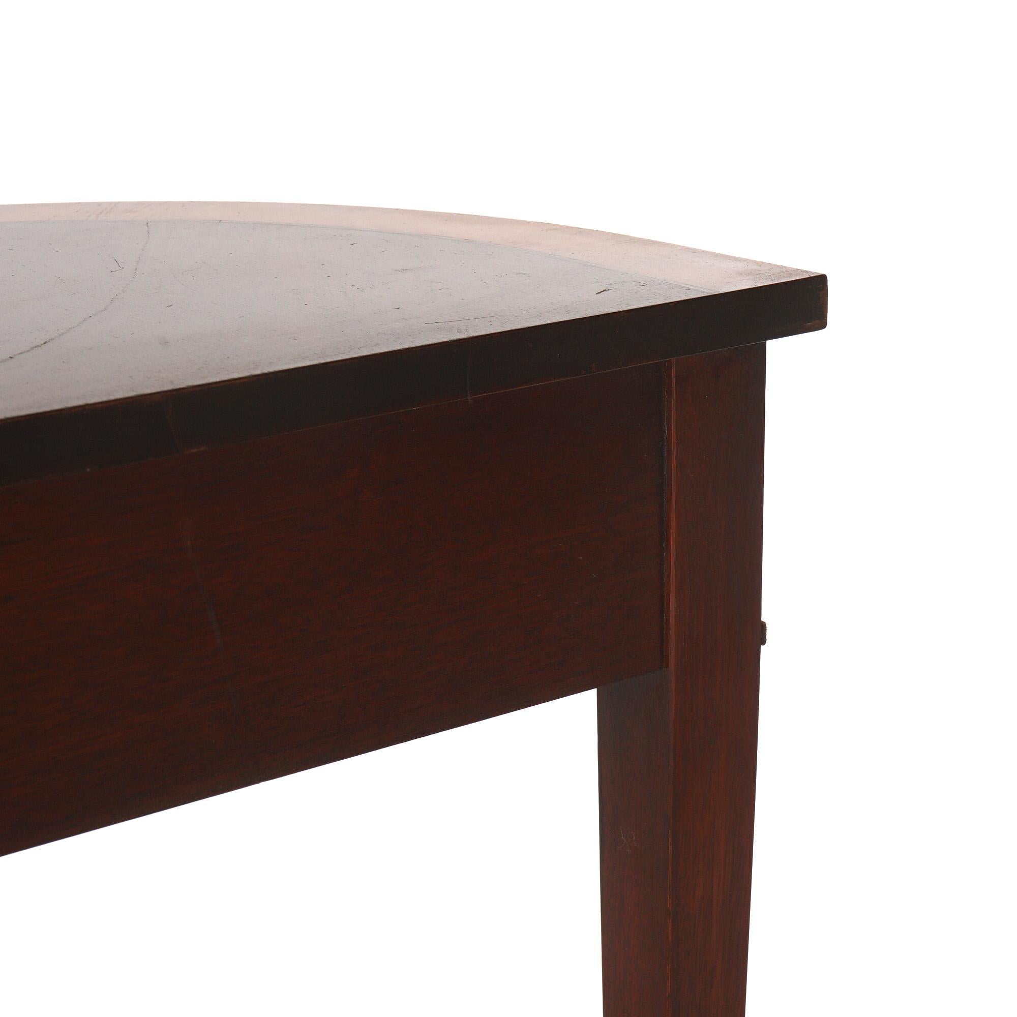 Henkel Harris School Mahogany & Satinwood Single-Drawer Demilune Console Table 7