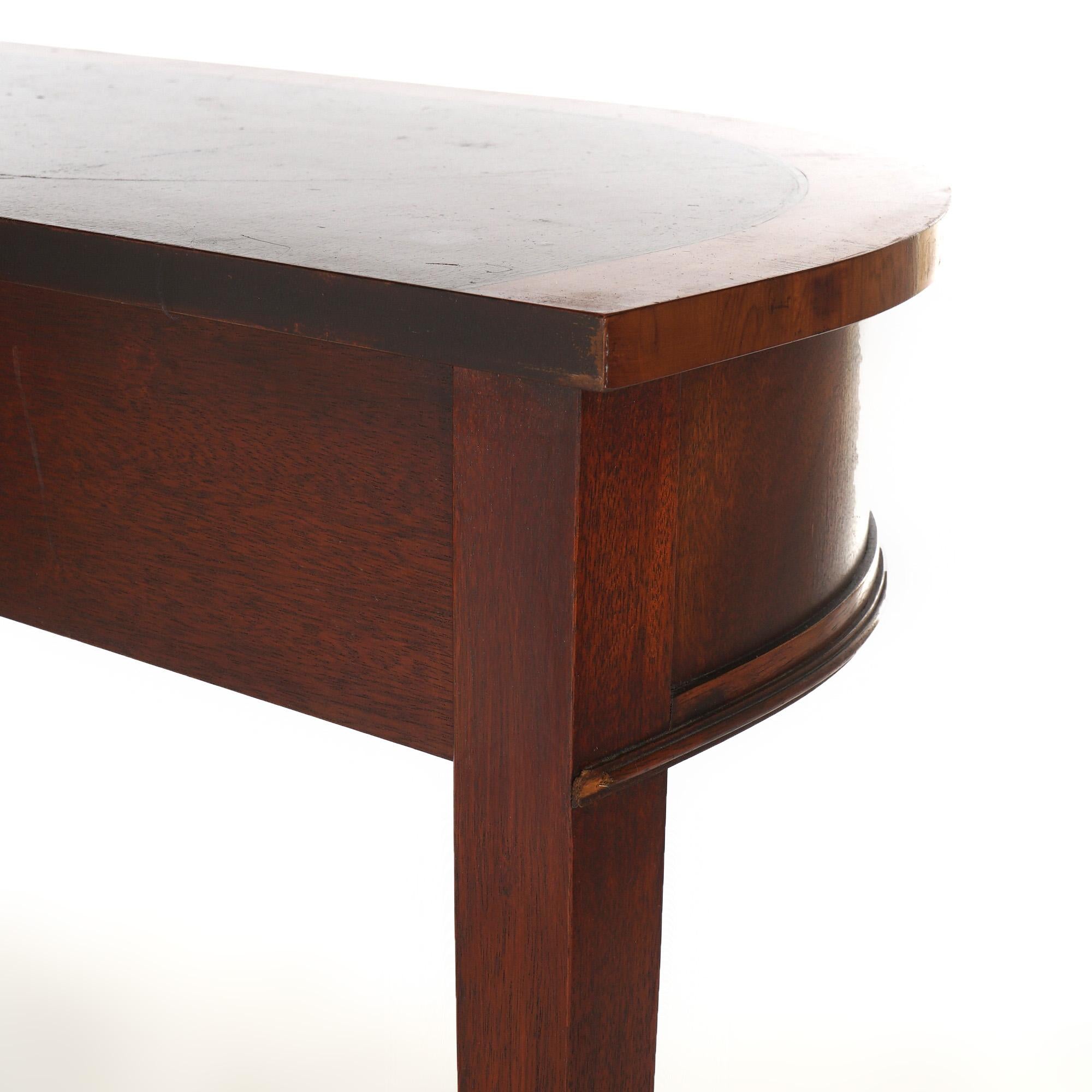 Henkel Harris School Mahogany & Satinwood Single-Drawer Demilune Console Table 8