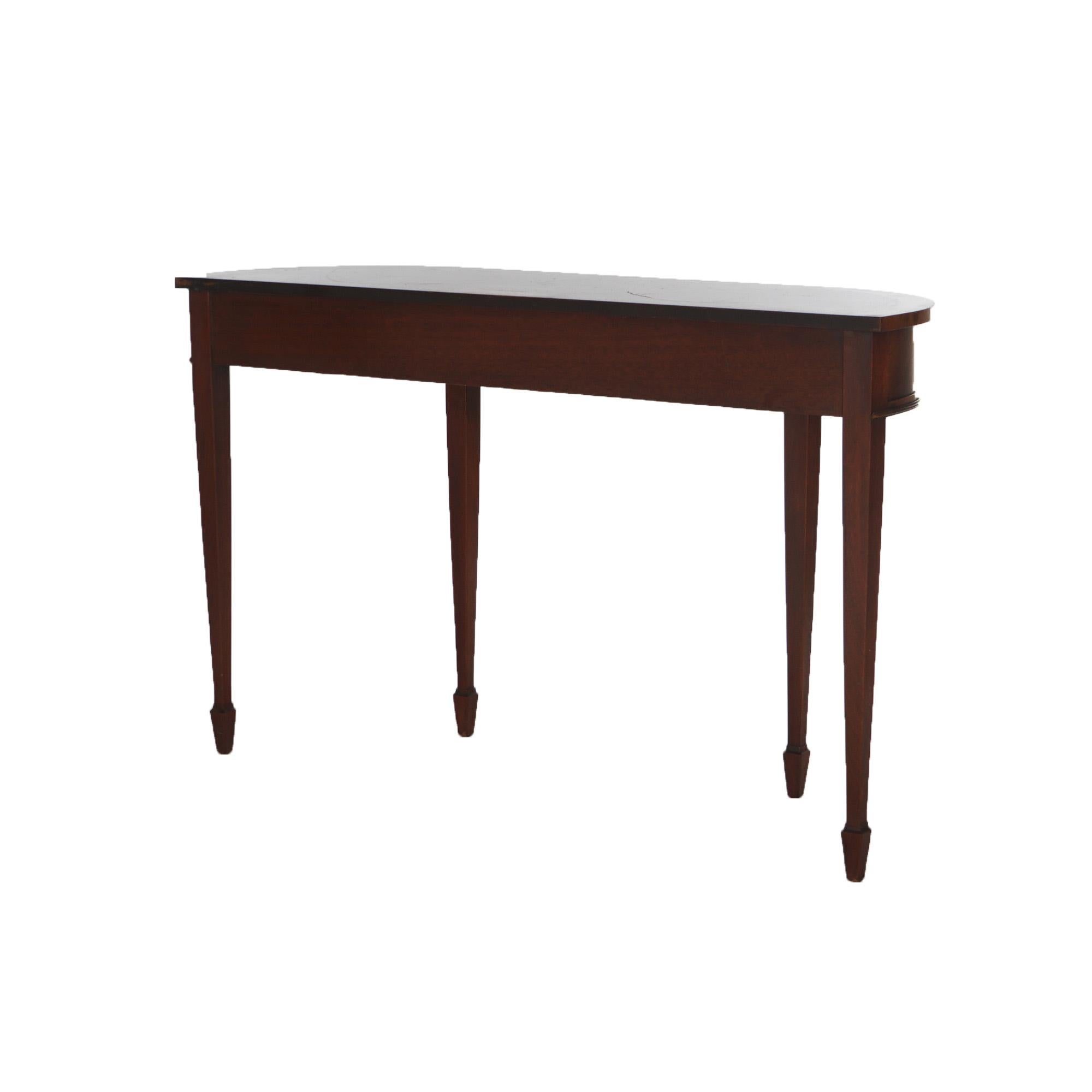 Henkel Harris School Mahogany & Satinwood Single-Drawer Demilune Console Table 9