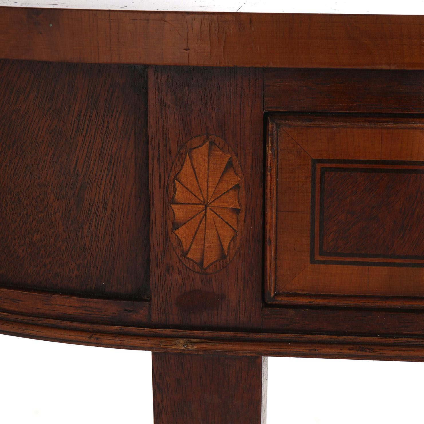 Henkel Harris School Mahogany & Satinwood Single-Drawer Demilune Console Table 1