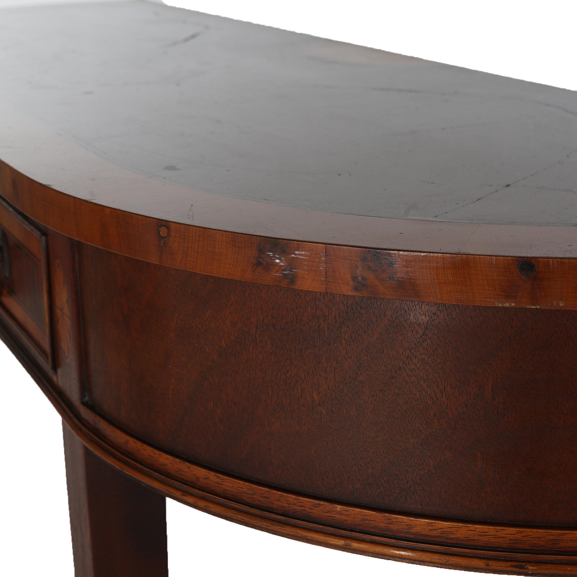 Henkel Harris School Mahogany & Satinwood Single-Drawer Demilune Console Table 3