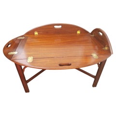 Vintage Henkel Harris Solid Mahogany Banded Butler Table