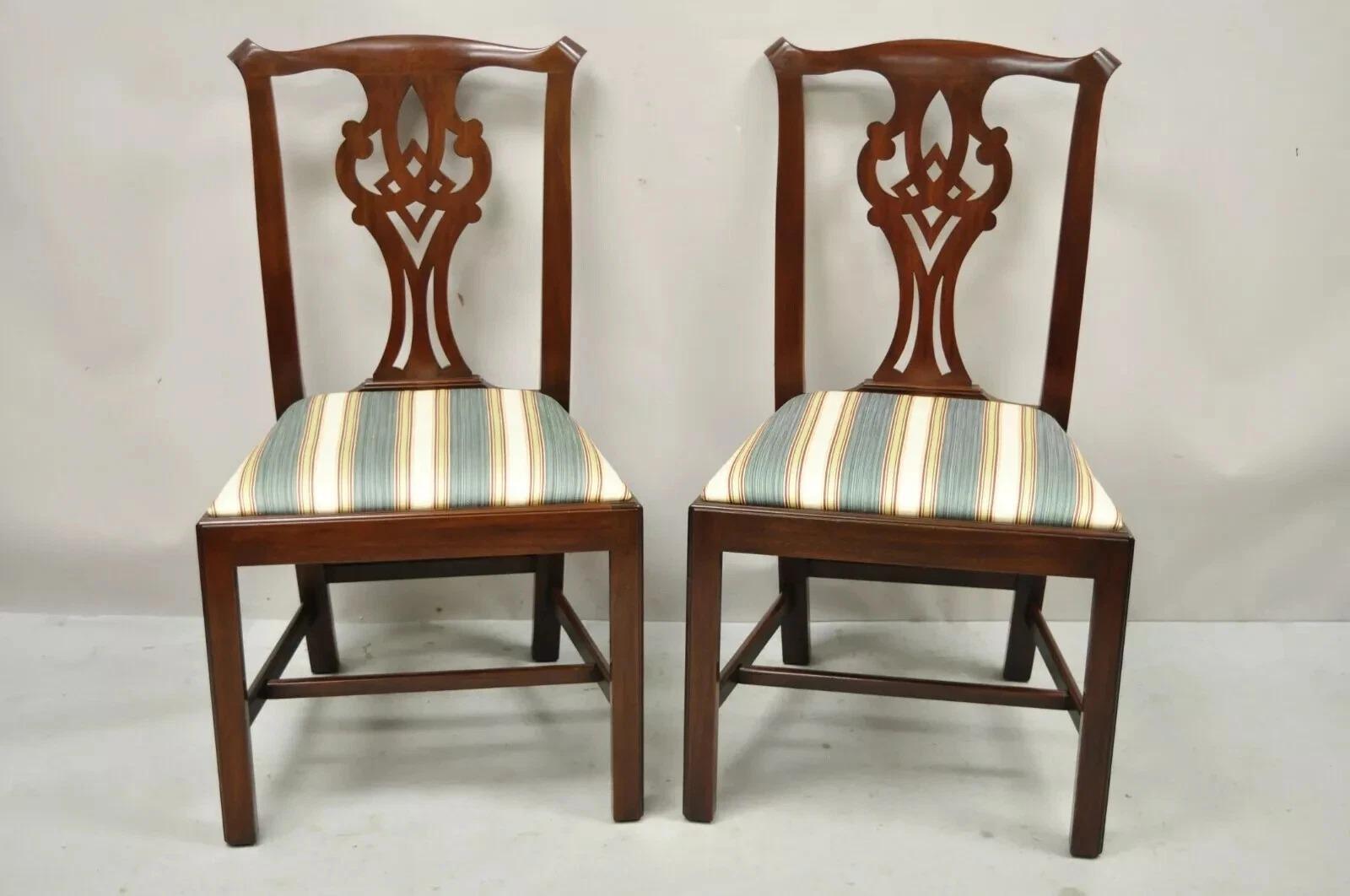 Sconosciuto Sedie da pranzo in stile Chippendale georgiano di Henkel Harris in mogano massiccio - Set di 6 in vendita
