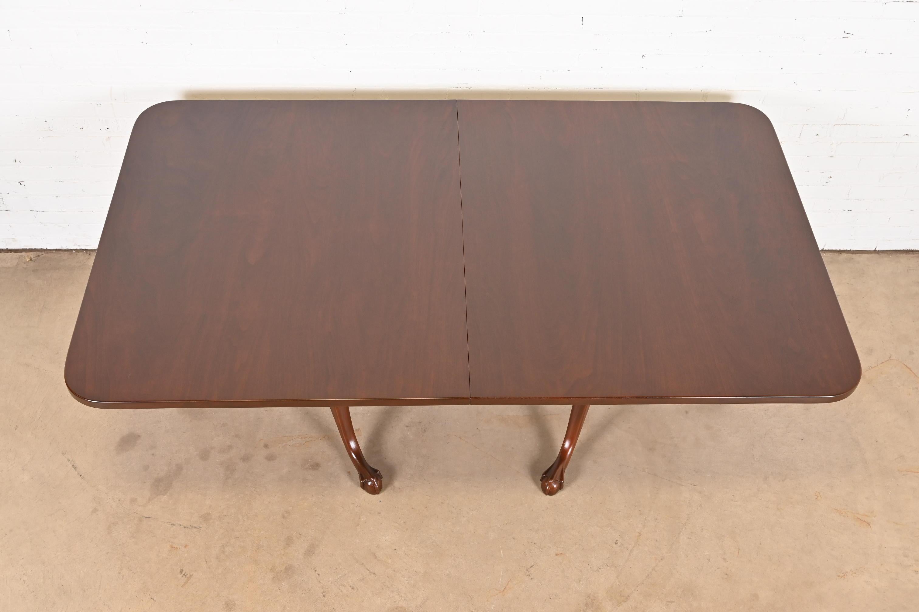 Henkel Harris Style Chippendale Mahogany Double Pedestal Dining Table, Restored For Sale 10