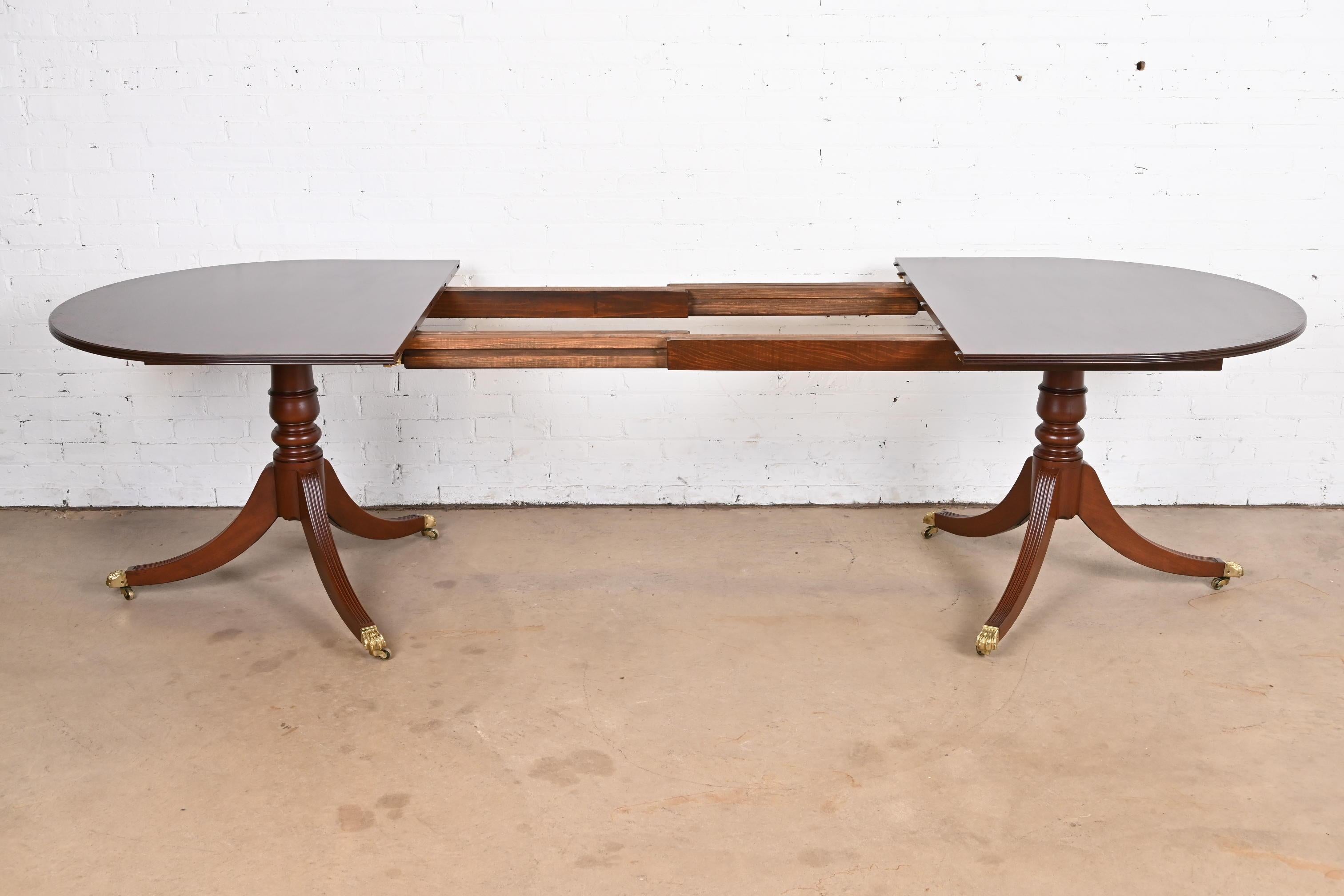 Henkel Harris Style Georgian Mahogany Double Pedestal Dining Table, Refinished 4