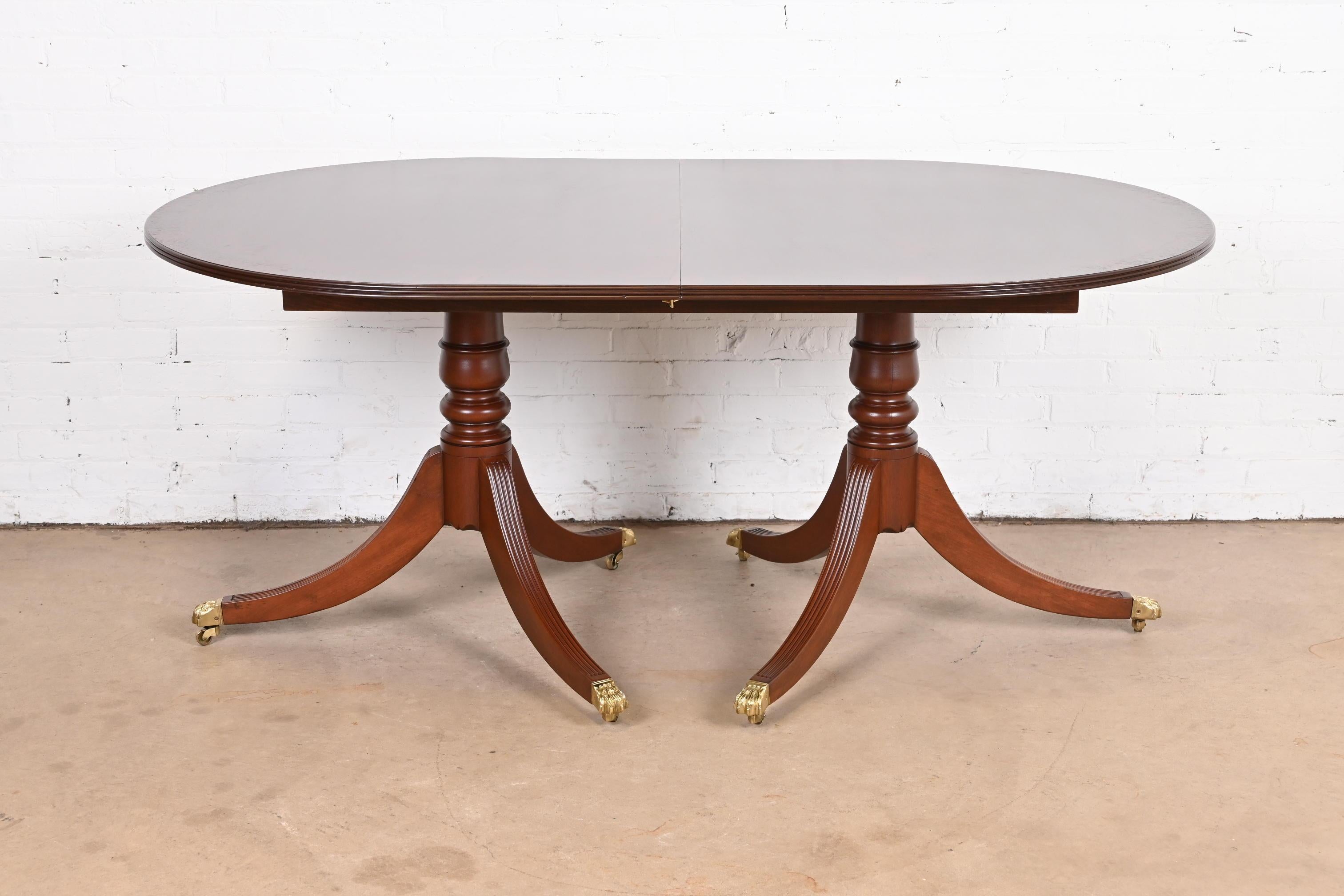 Henkel Harris Style Georgian Mahogany Double Pedestal Dining Table, Refinished 5