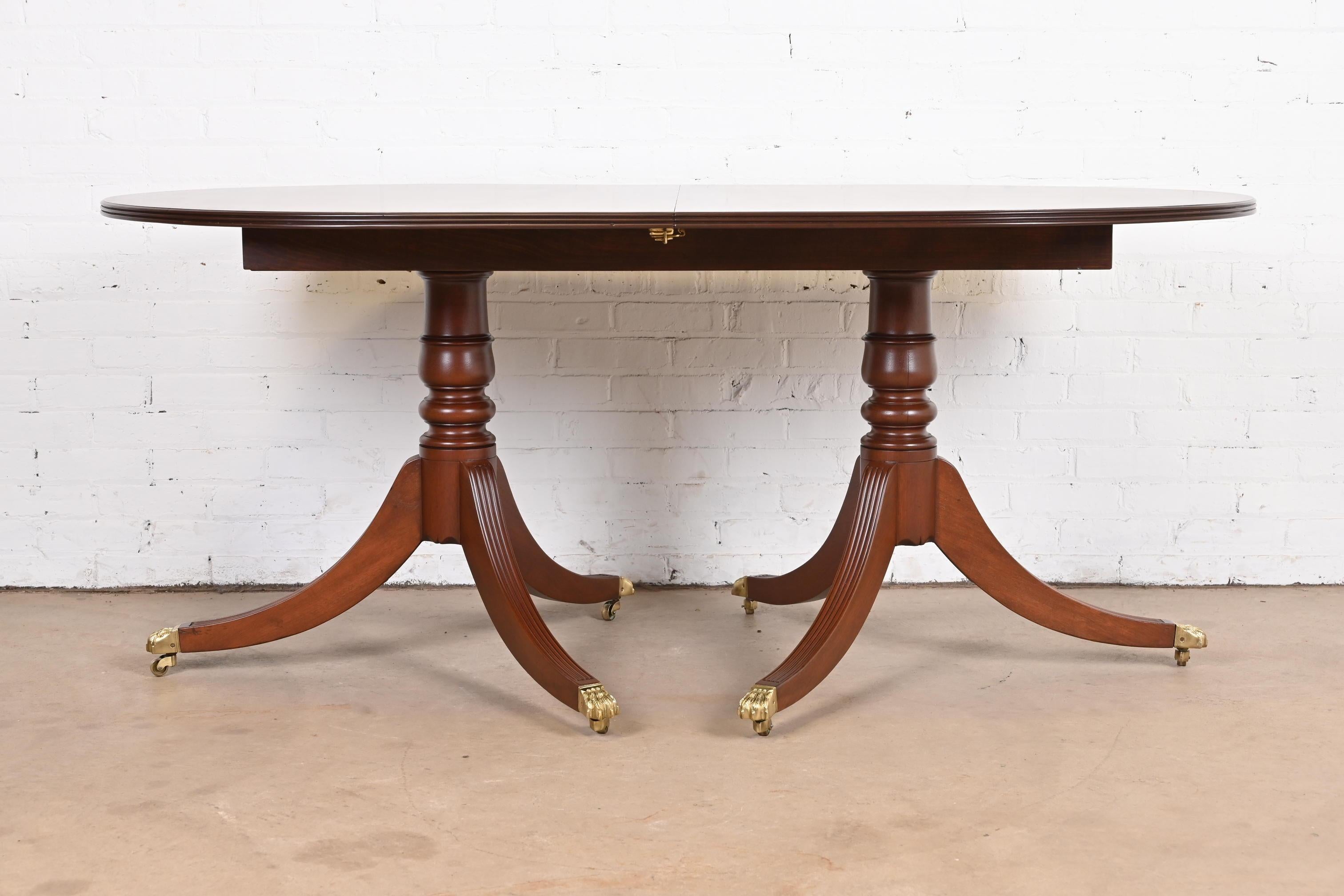 Henkel Harris Style Georgian Mahogany Double Pedestal Dining Table, Refinished 6