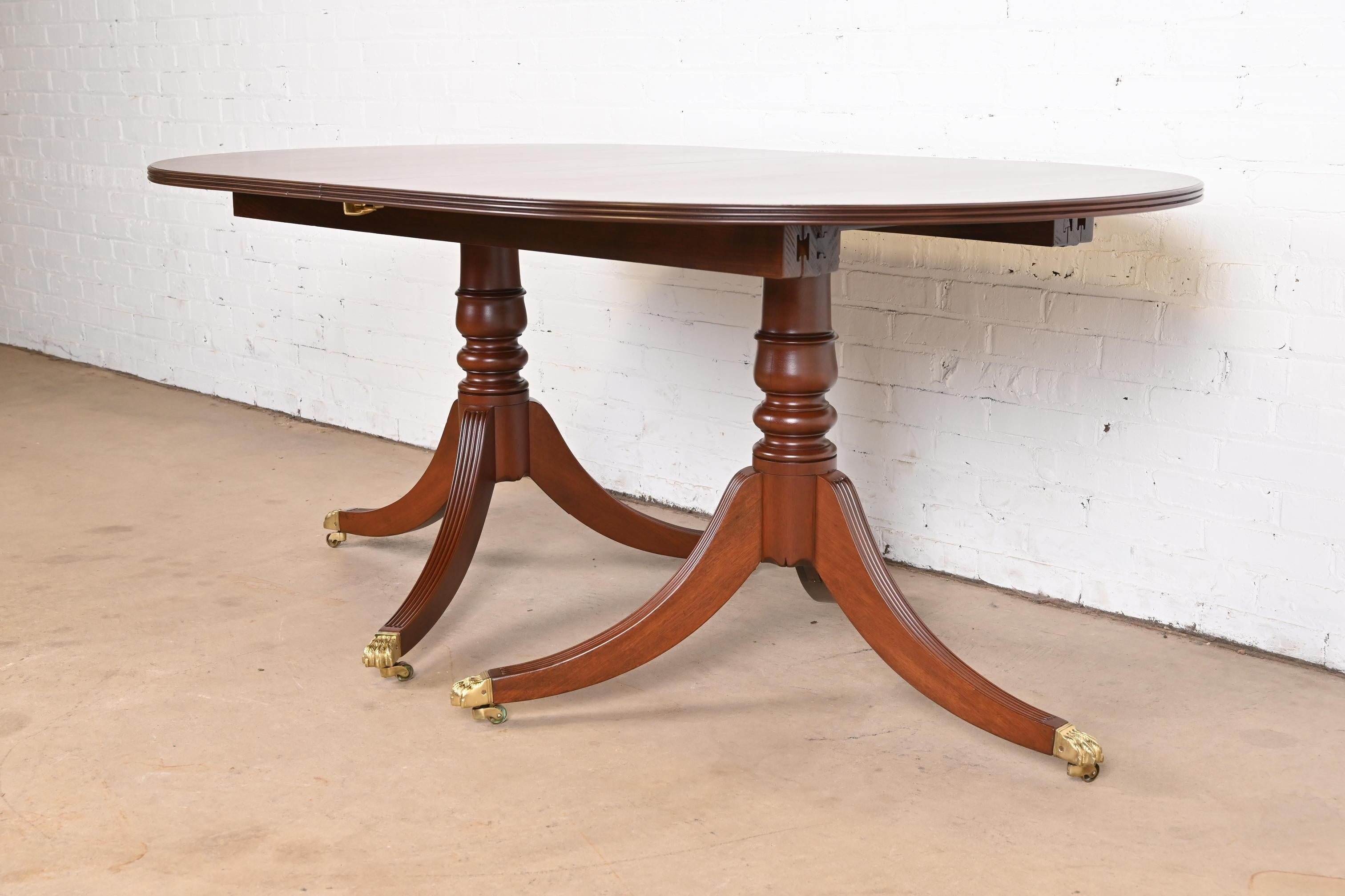 Henkel Harris Style Georgian Mahogany Double Pedestal Dining Table, Refinished 8