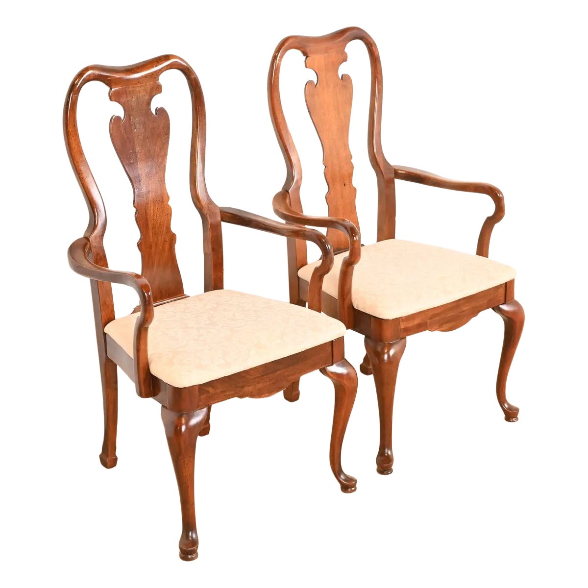 Fauteuils ou chaises de capitaine de salle à manger en acajou massif, style Henkel Harris