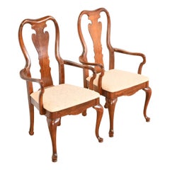 Henkel Harris Style Queen Anne Solid Mahogany Armchairs or Dining Captain Chairs