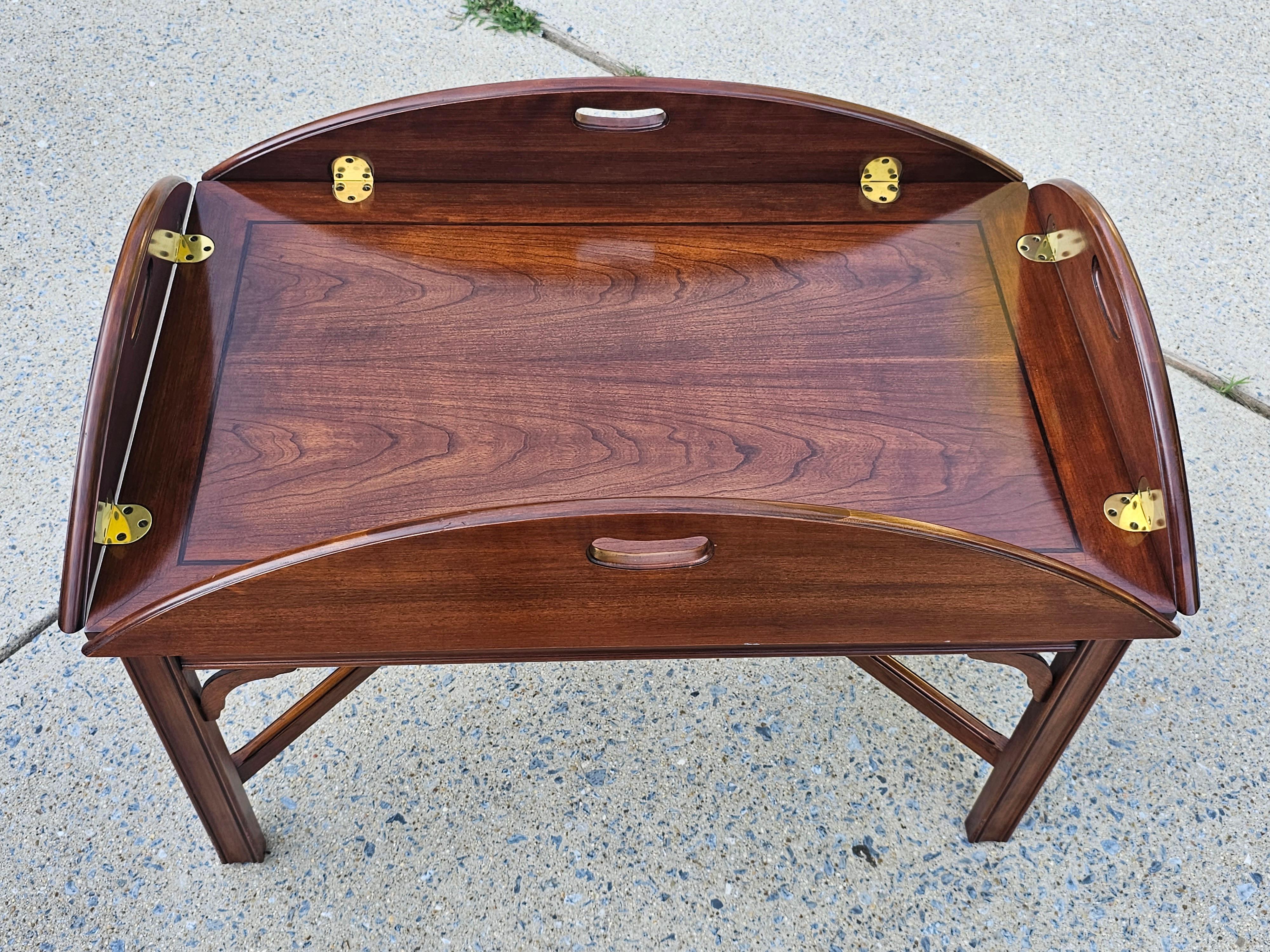 Varnished Henkel Harris Wild Black Cherry Butler's Cocktail / Coffee Table For Sale