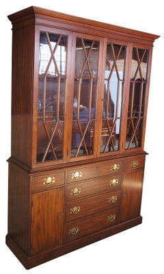 Henkel Harris Wild Black Cherry Chippendale Style China Display Cabinet