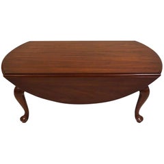 Retro Henkel Harris Wild Cherry Drop-Leaf Handmade Queen Anne Coffee Table