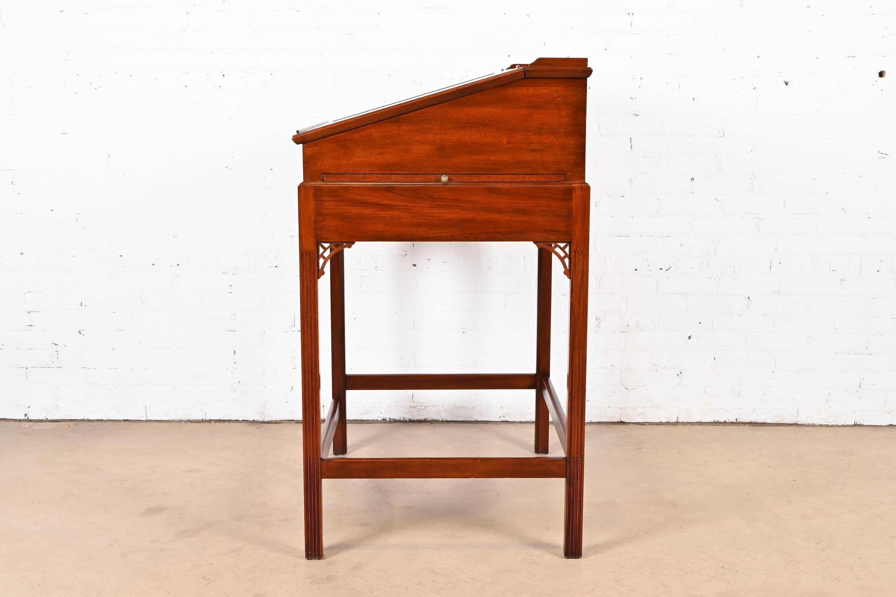 Henkel Moore Chippendale Carved Mahogany Slant Front Architect's Desk For Sale 4