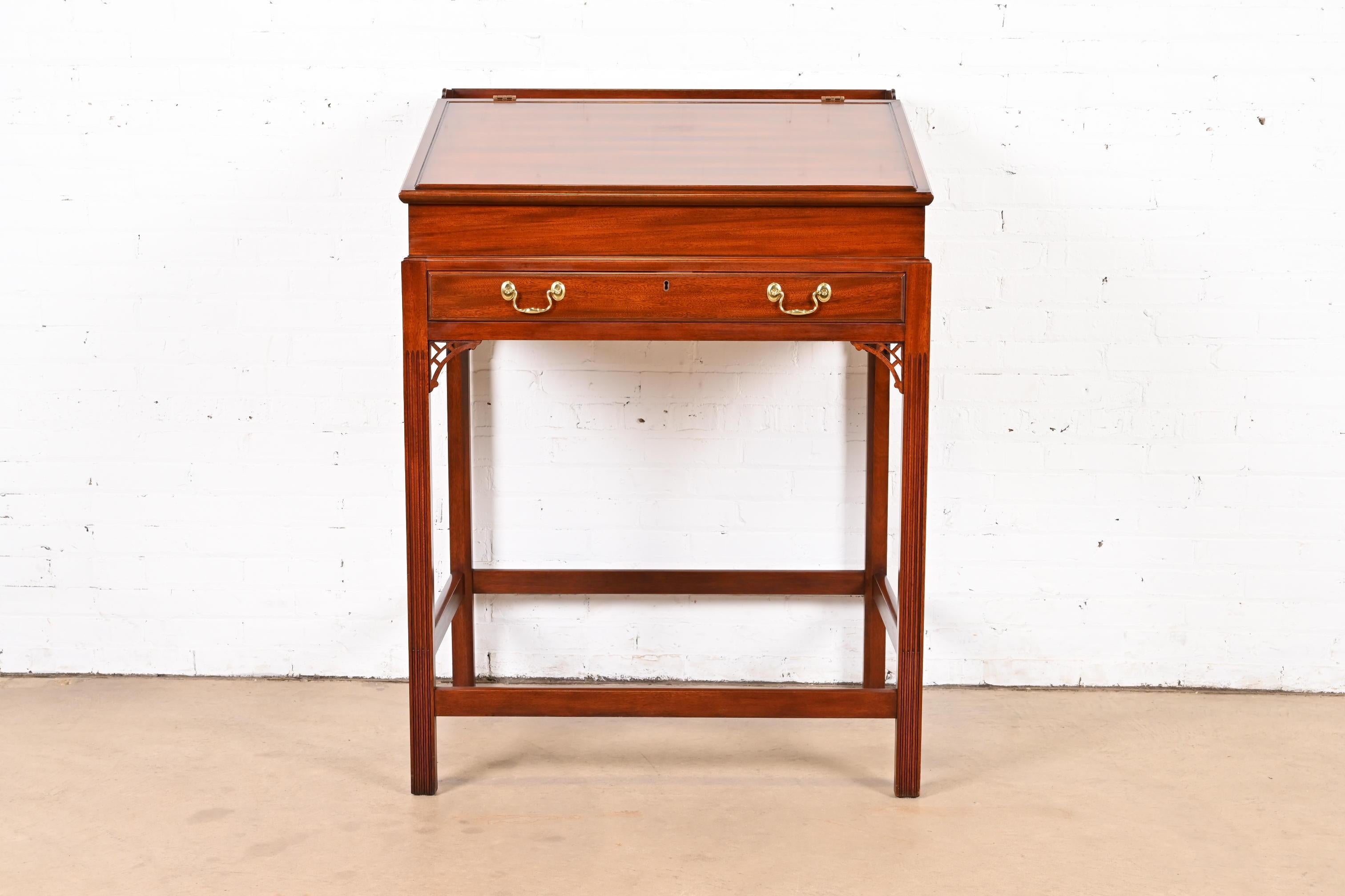 Georgian Henkel Moore Chippendale Carved Mahogany Slant Front Architect's Desk For Sale