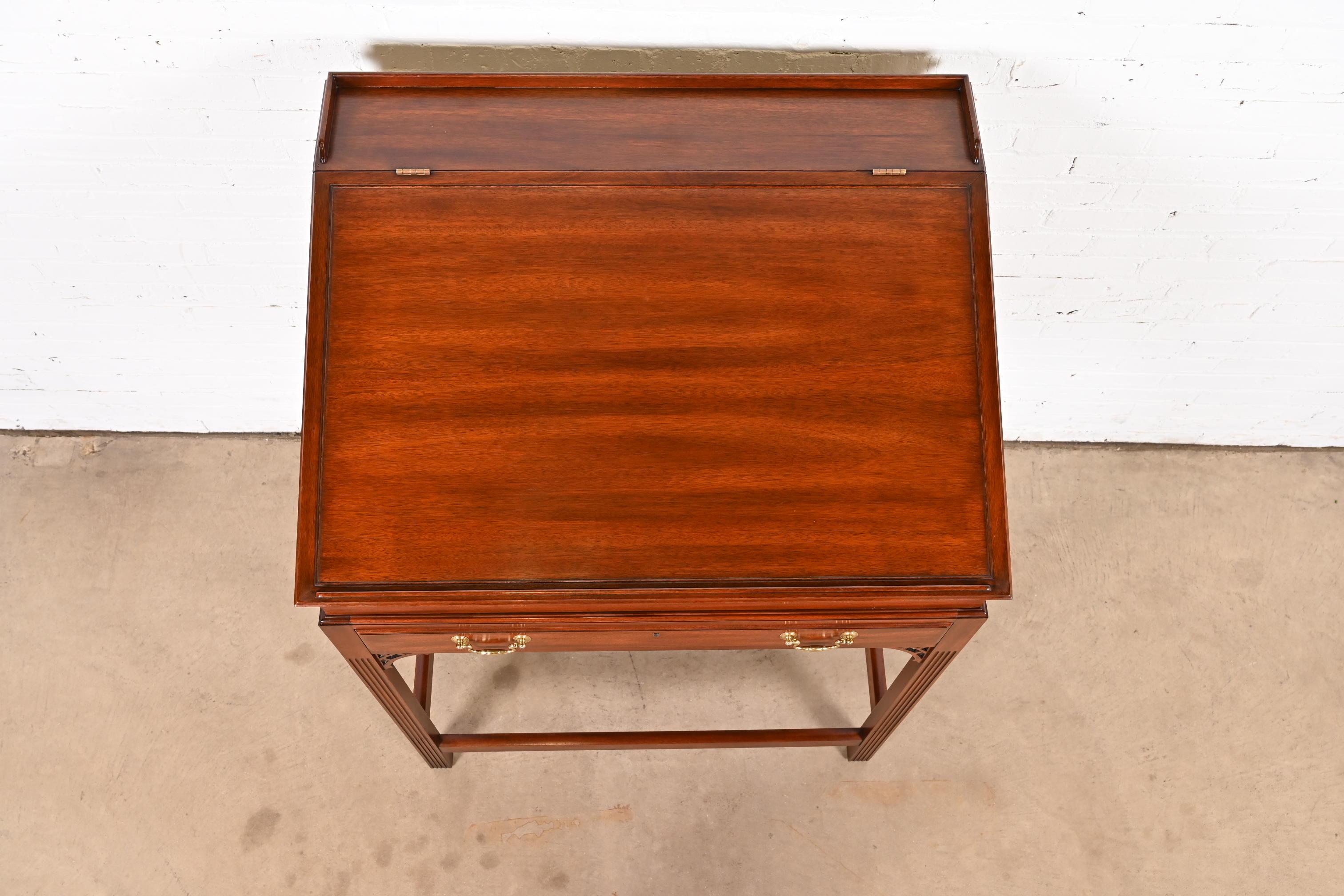 Henkel Moore Chippendale Carved Mahogany Slant Front Architect's Desk For Sale 1
