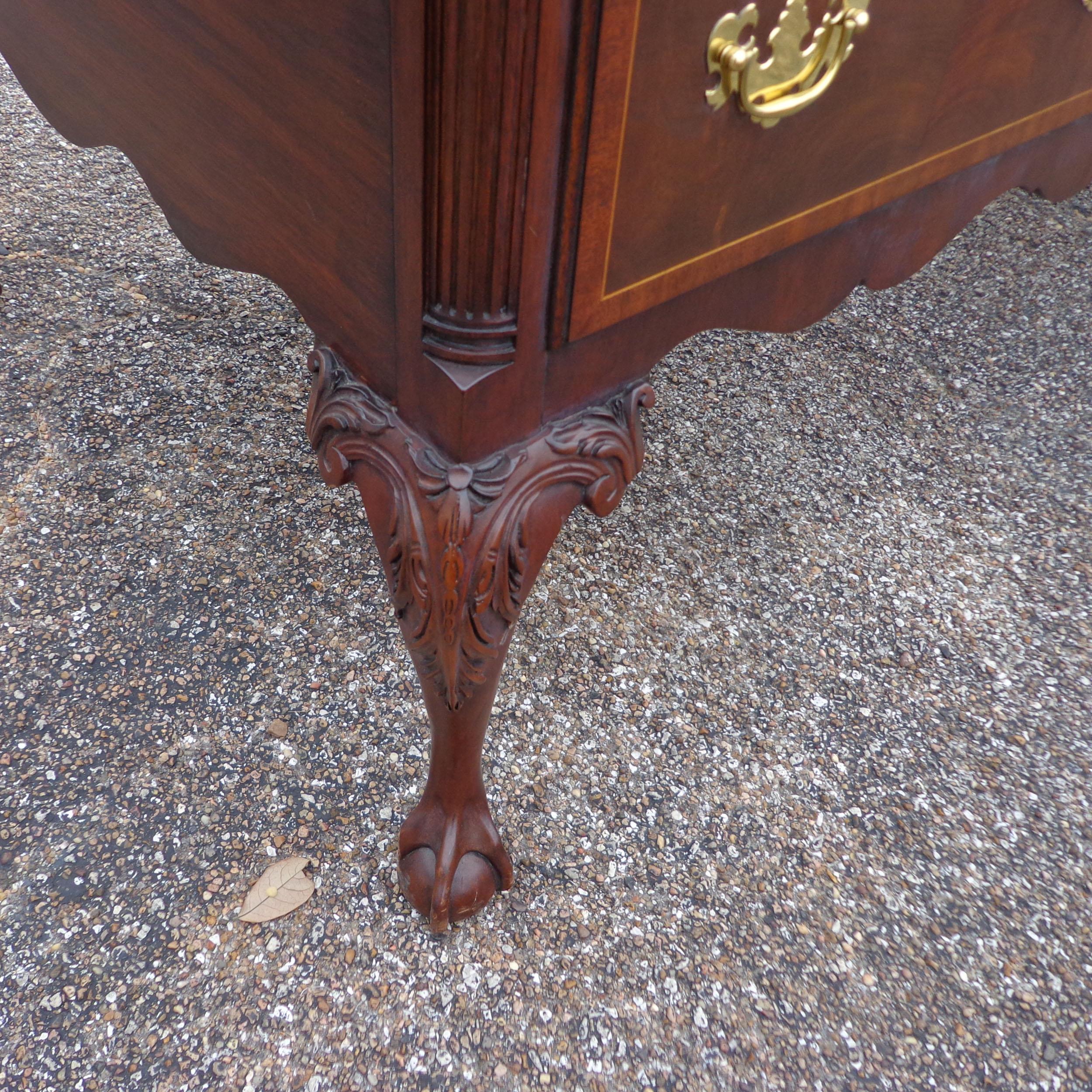 Henkel Moore Chippendale Mahogany Leather Top Ball and Claw Executive Desk For Sale 2