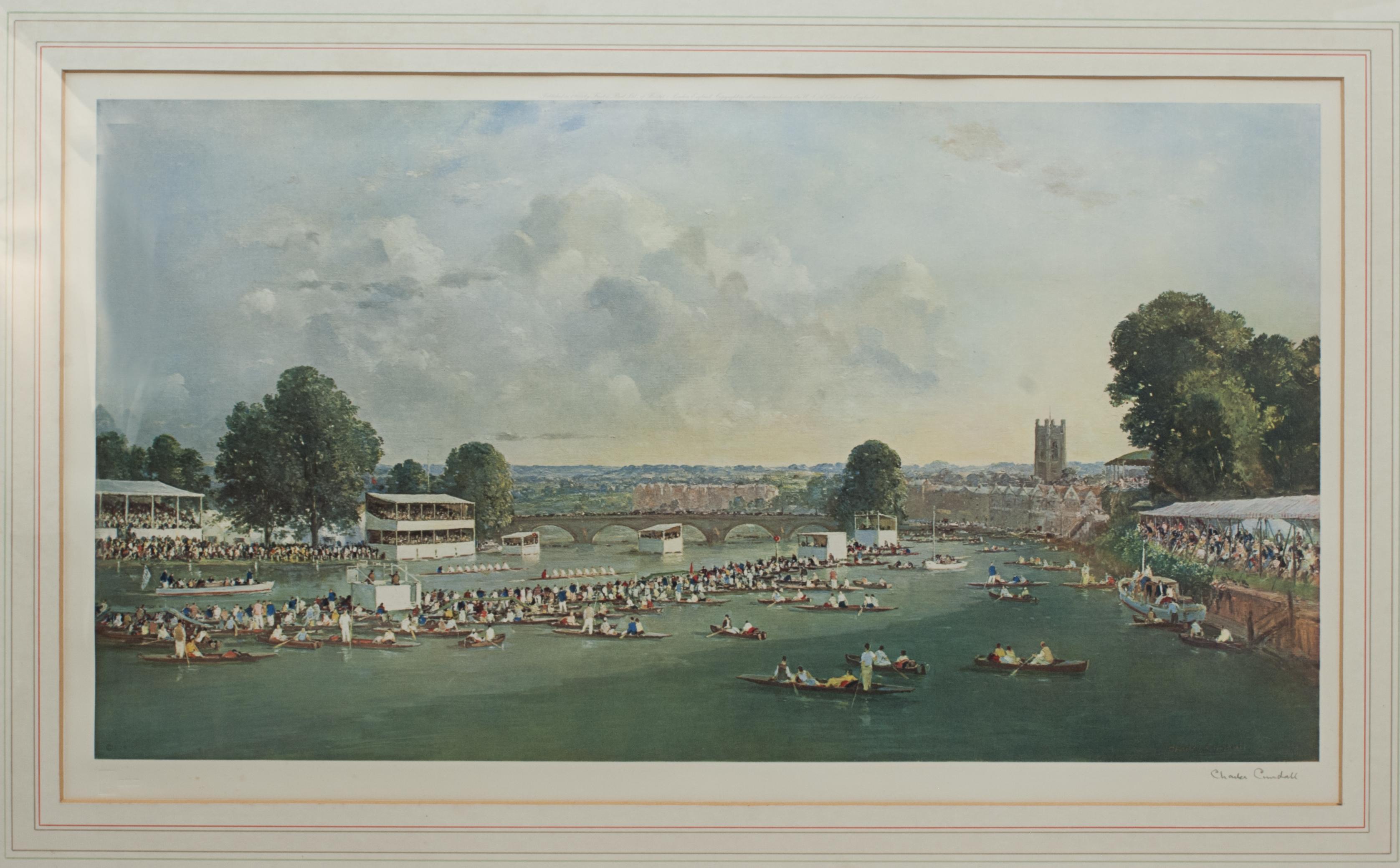 Sporting Art Henley Regatta Rowing Print by Charles Cundall.