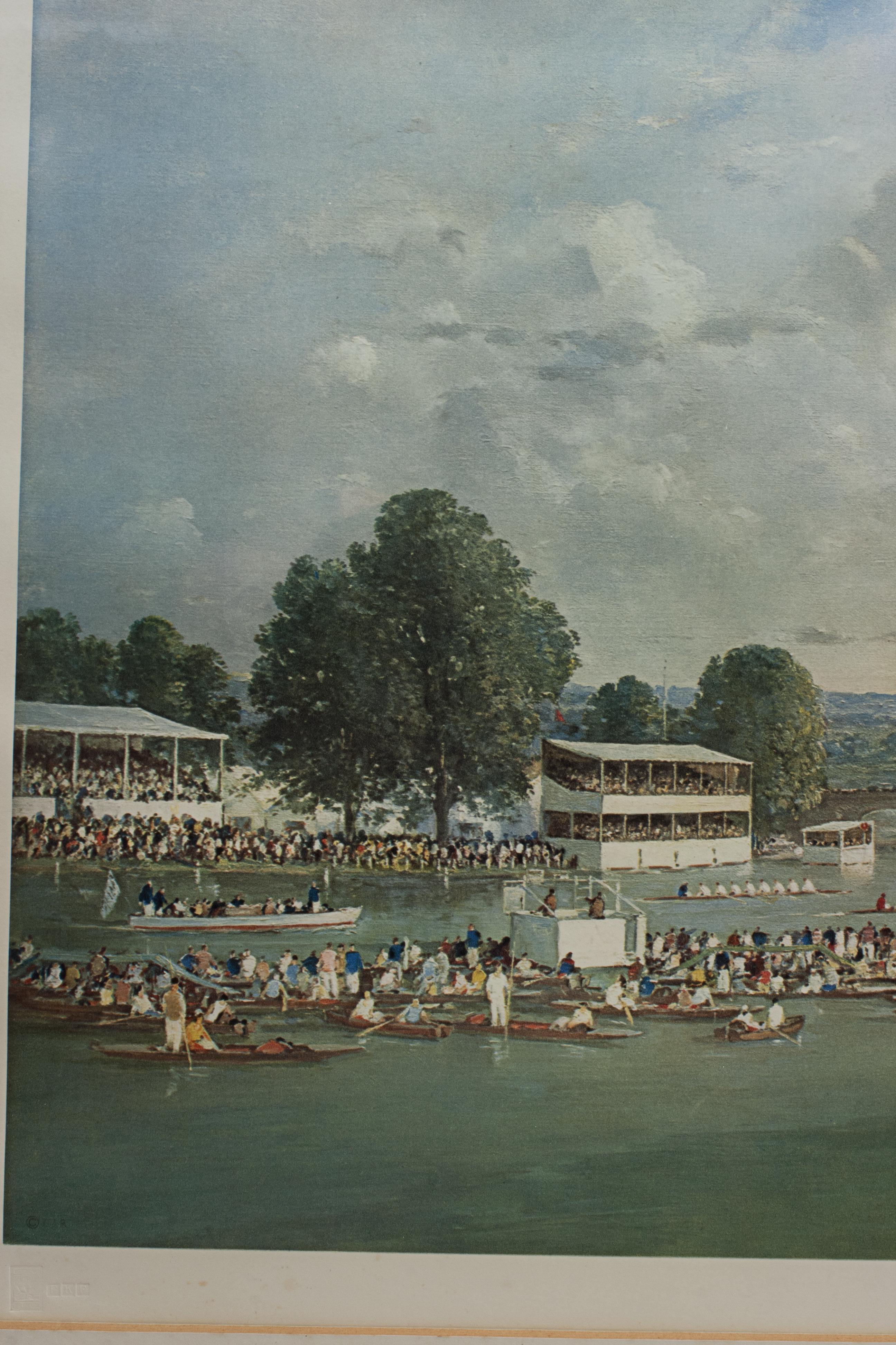 Paper Henley Regatta Rowing Print by Charles Cundall.