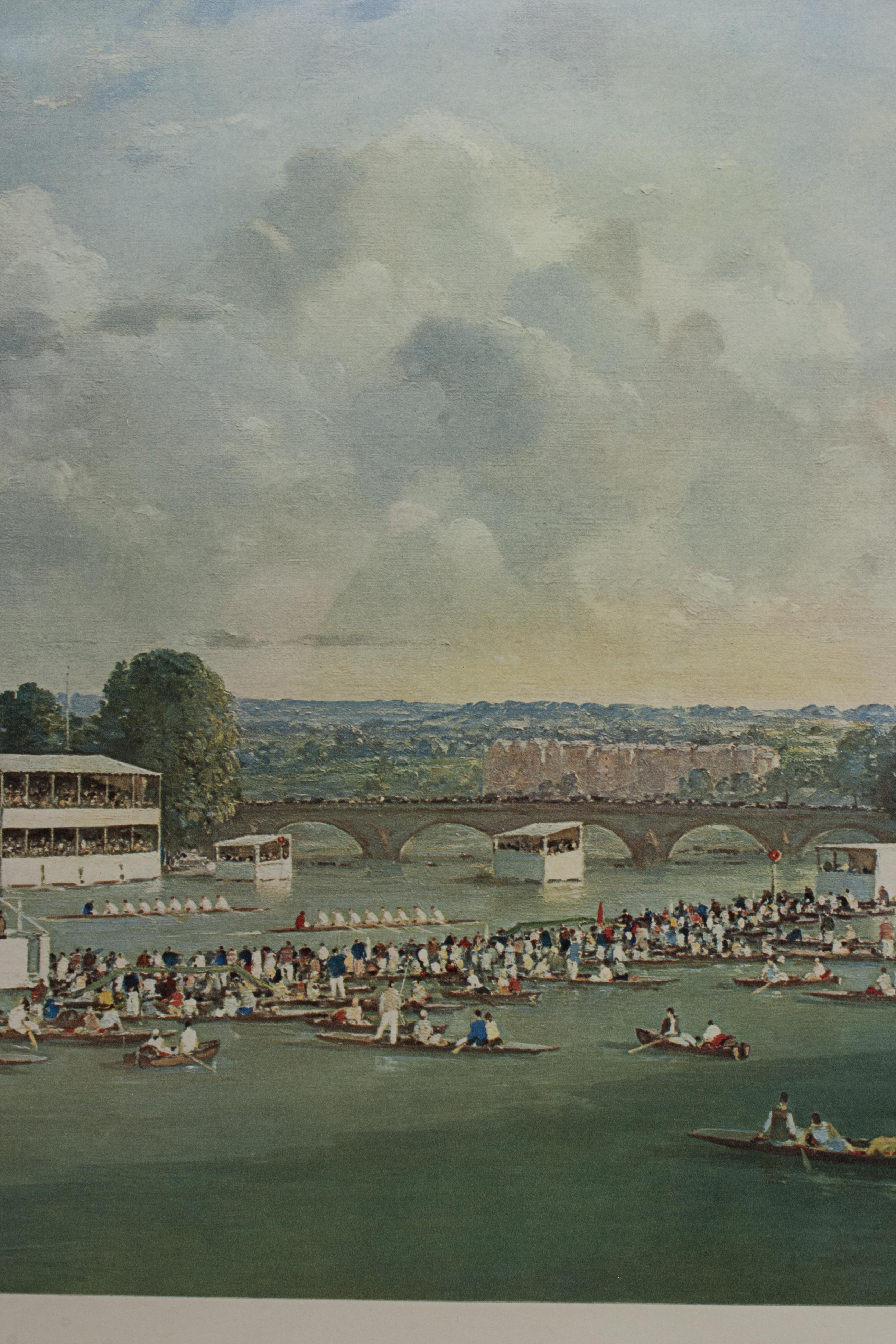 Henley Regatta Rowing Print by Charles Cundall. 1