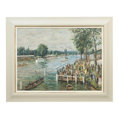 Henley Royal Regatta, Oil Painting on Board by John Alford