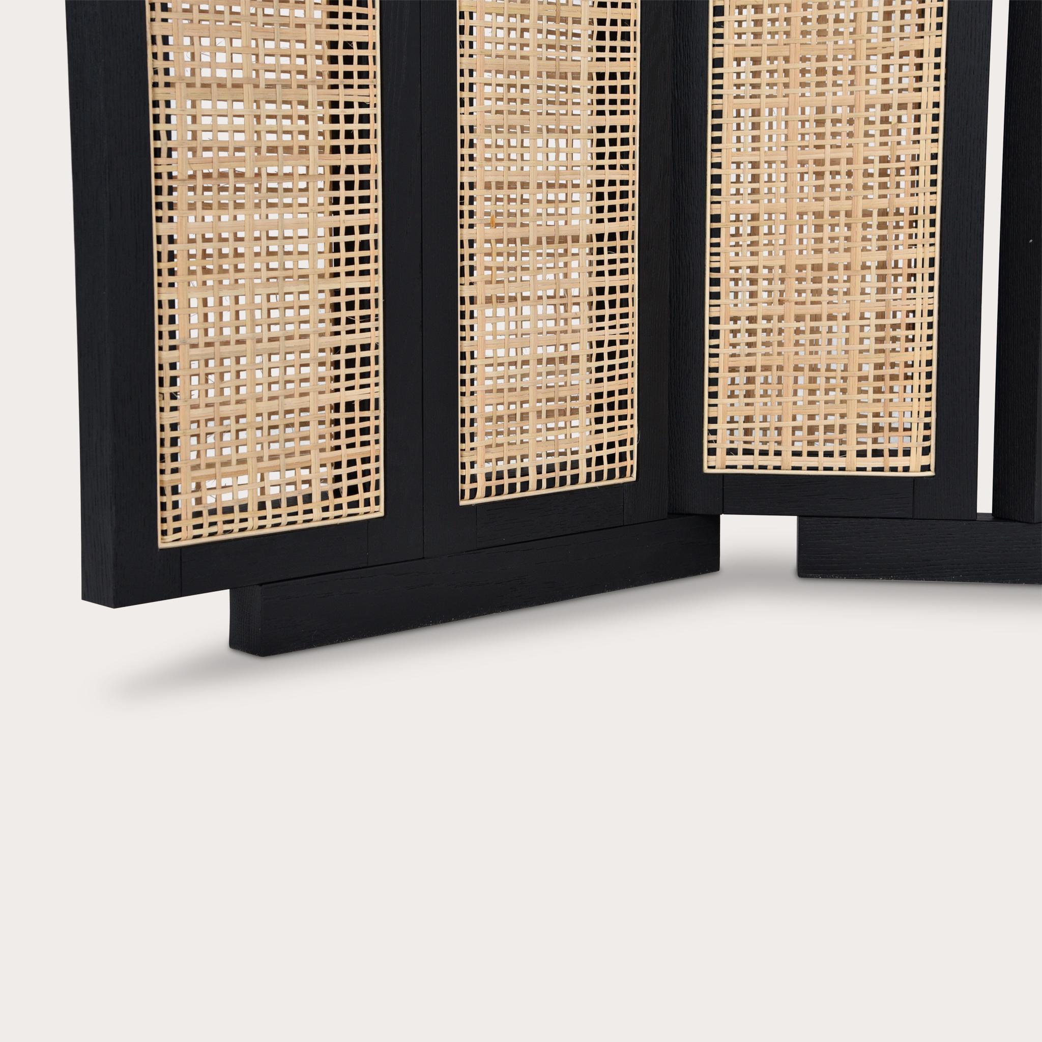 Contemporary Henley Street Paravant by Yabu Pushelberg in Solid Oak Frame with Natural Cane For Sale