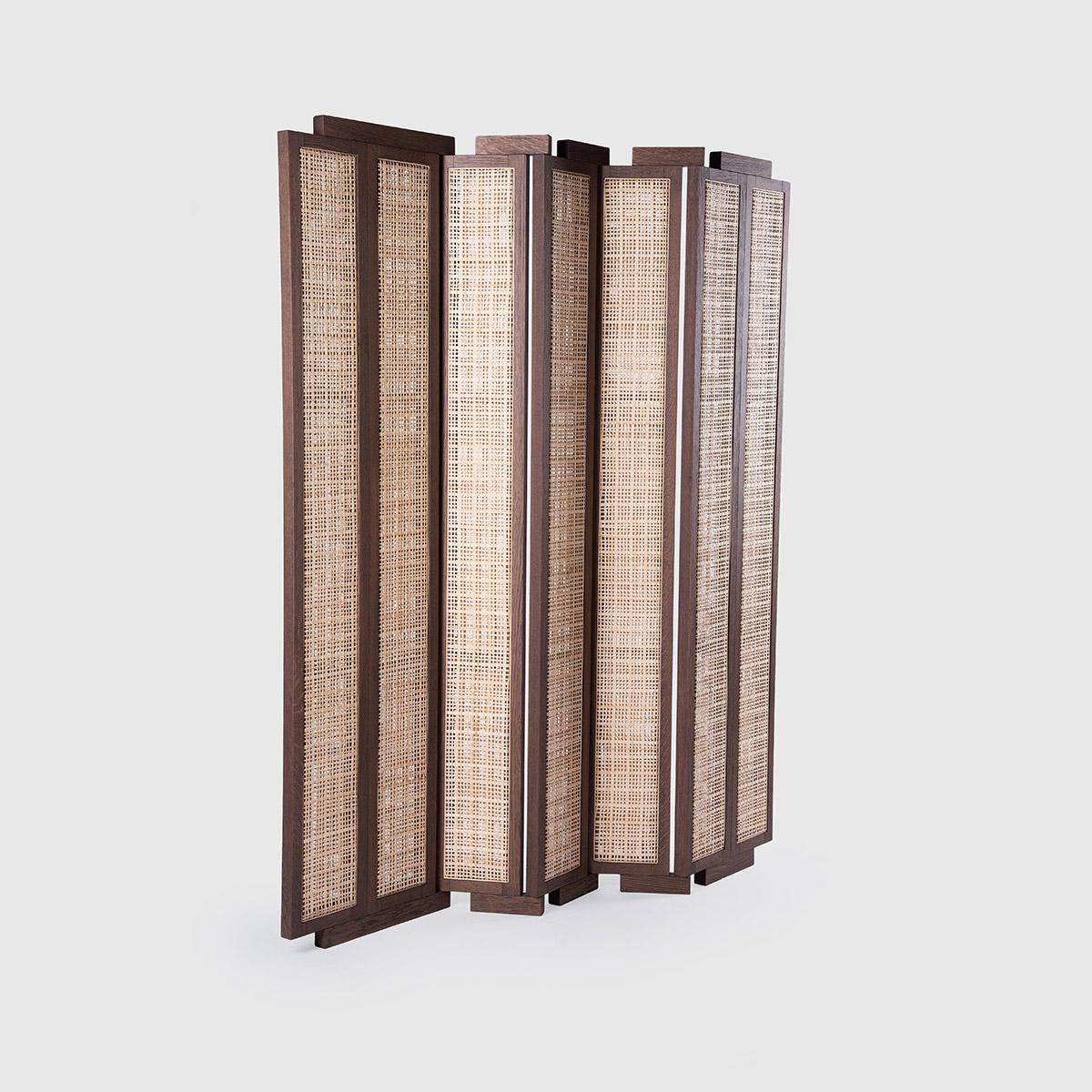 Henley Street Paravant by Yabu Pushelberg in Solid Oak Frame with Natural Cane For Sale 4