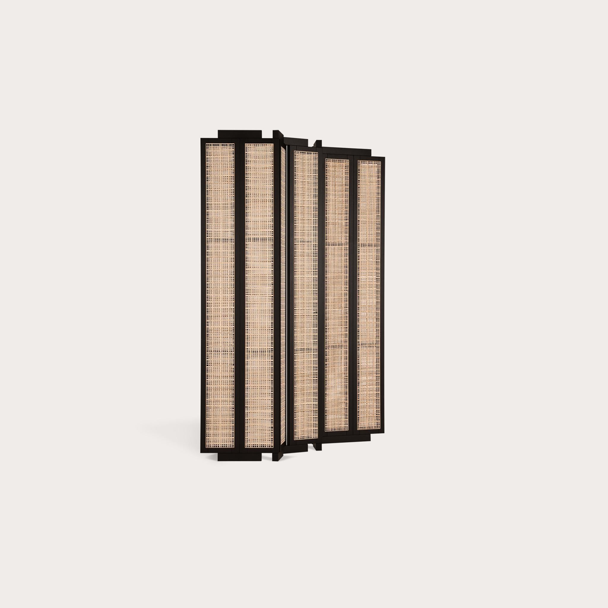 Modern Henley Street Paravant by Yabu Pushelberg in Solid Oak Frame with Natural Cane For Sale