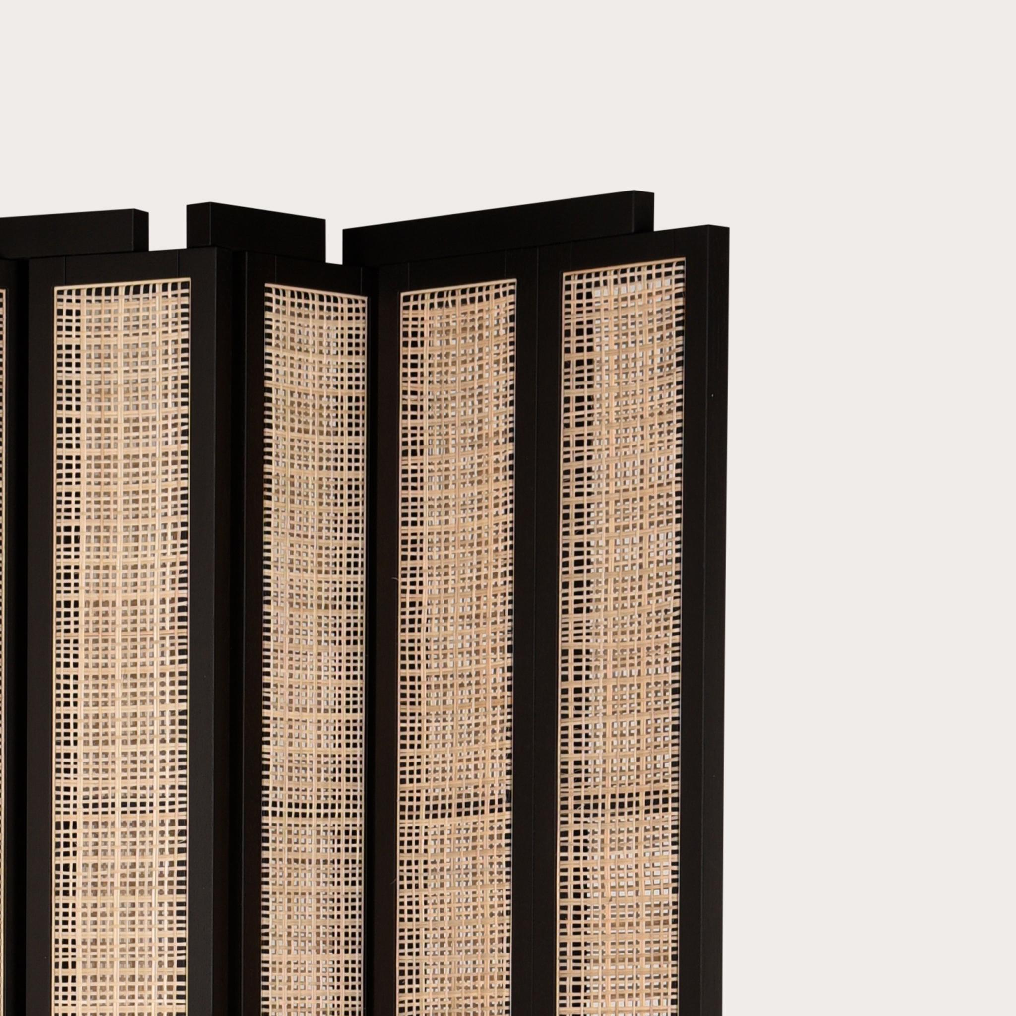 Dutch Henley Street Paravant by Yabu Pushelberg in Solid Oak Frame with Natural Cane For Sale