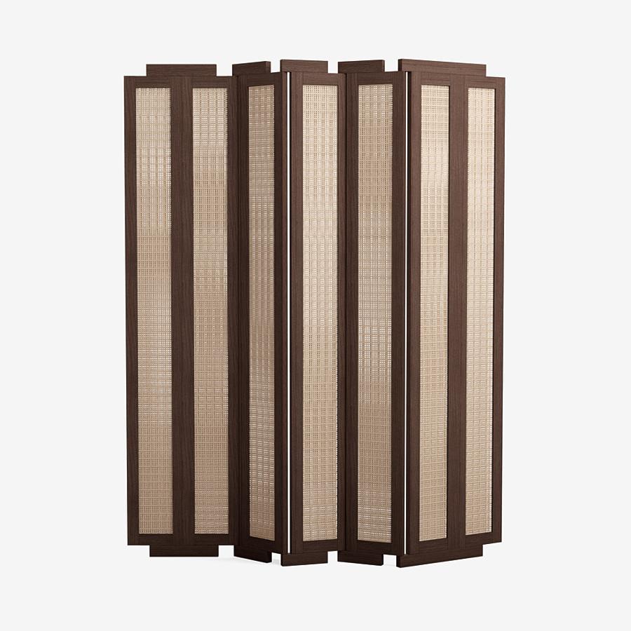 Modern Henley Street Paravant by Yabu Pushelberg in Whiskey Oak and Woven Natural Cane For Sale