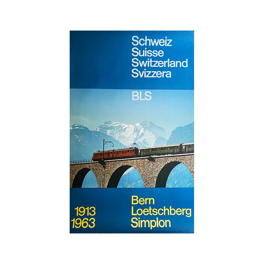 Original poster for the 50th anniversary of BLS, the Bern-Lötschberg-Simplon For Sale 2