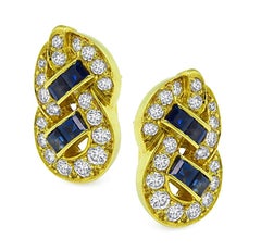 Hennell 4.65ct Diamond 1.75ct Sapphire Gold Necklace and Earrings Set