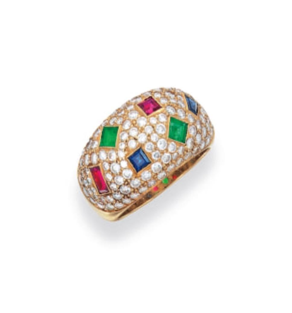 Mixed Cut Hennell Multi-Color Gemstone Ring For Sale