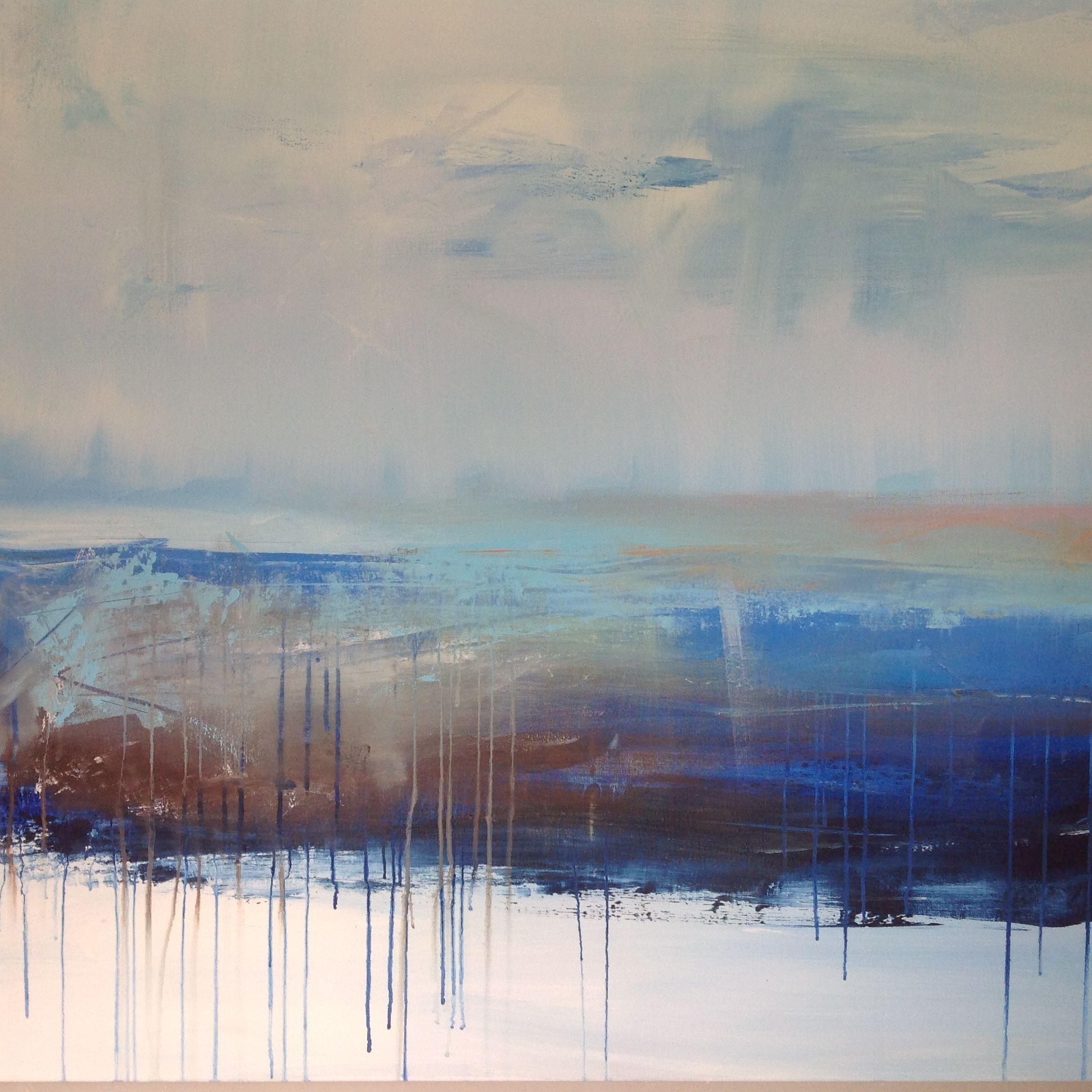 Hennie Van de Lande  Abstract Painting - Bleu Water 2, Painting, Acrylic on Canvas