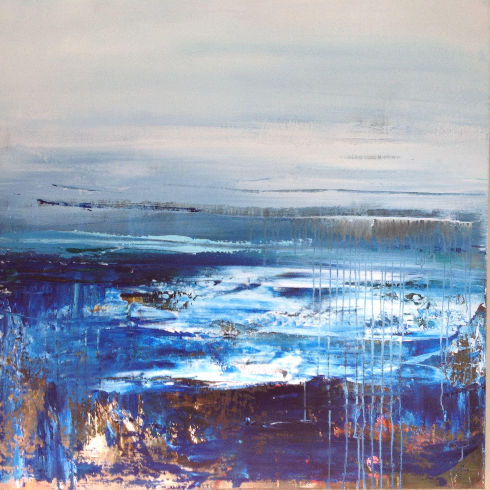 Hennie Van de Lande  Abstract Painting - Blue Water, Painting, Acrylic on Canvas