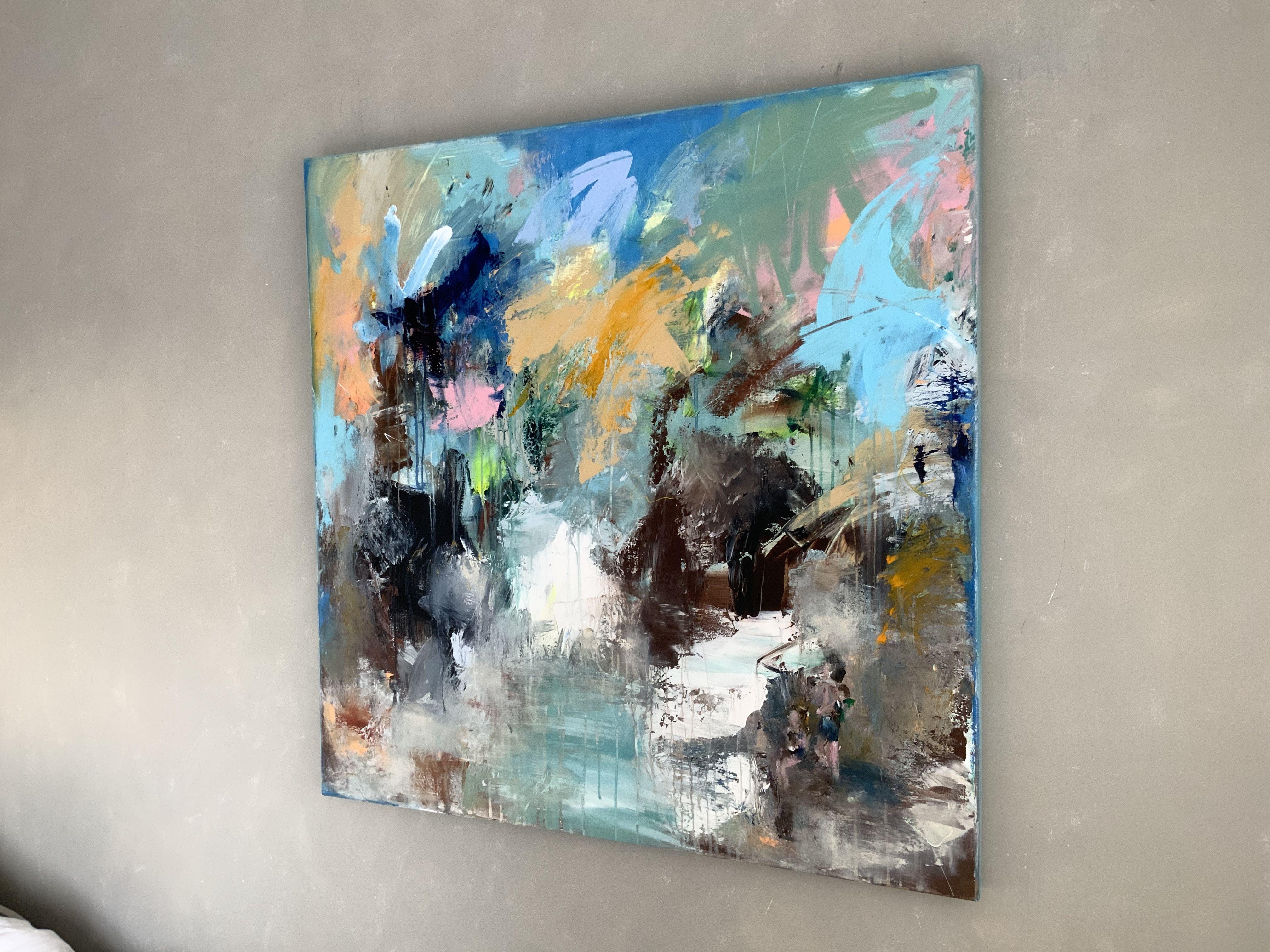 I see an abstract painting with a lot of colors, but I can see a landscape   too with flowers,  a jungle landscape, a family with children......  but it's not what you look at that matters, it's what YOU see.  , :: Painting :: Modern :: This piece