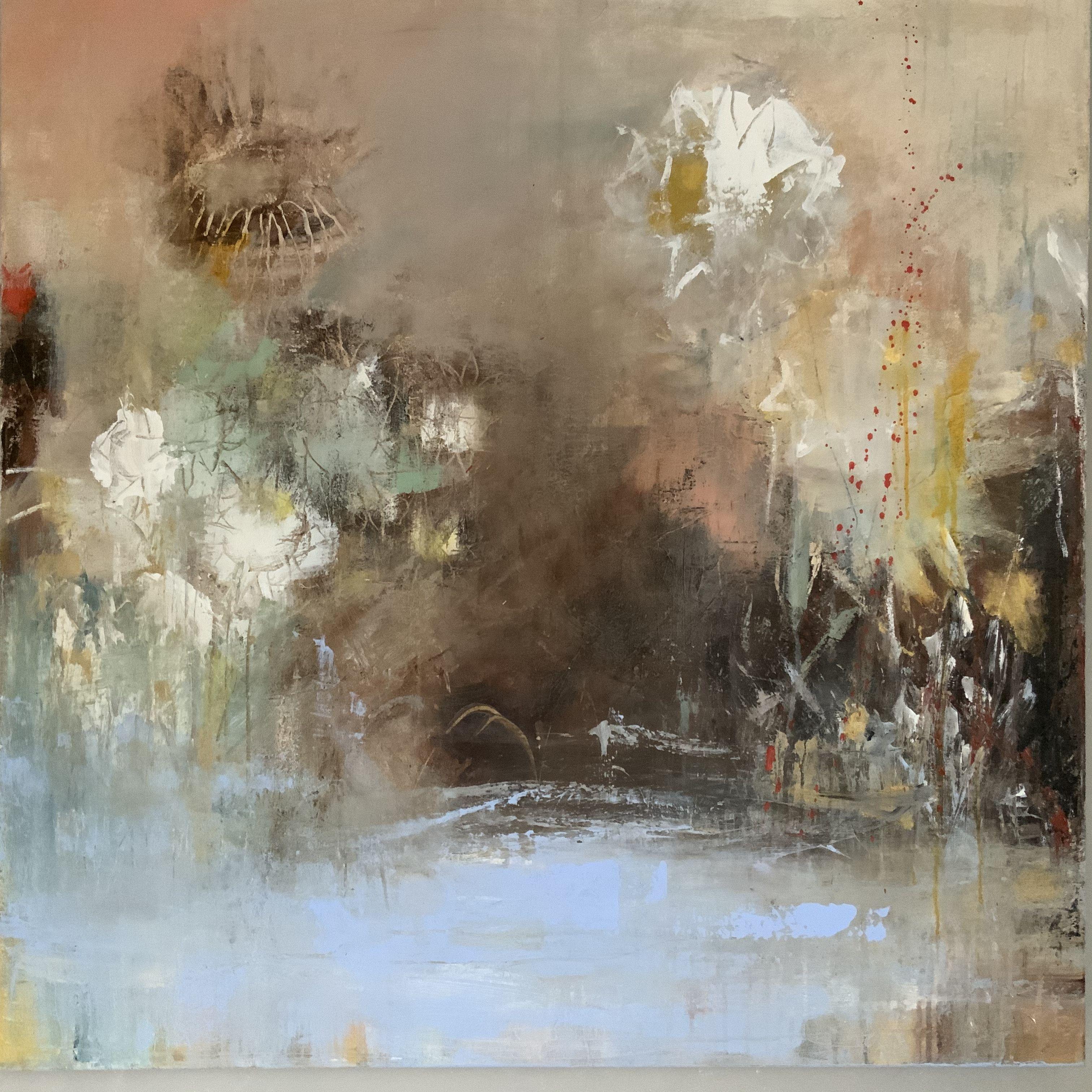 Hennie Van de Lande  Abstract Painting - Flower Lake 2, Painting, Acrylic on Canvas