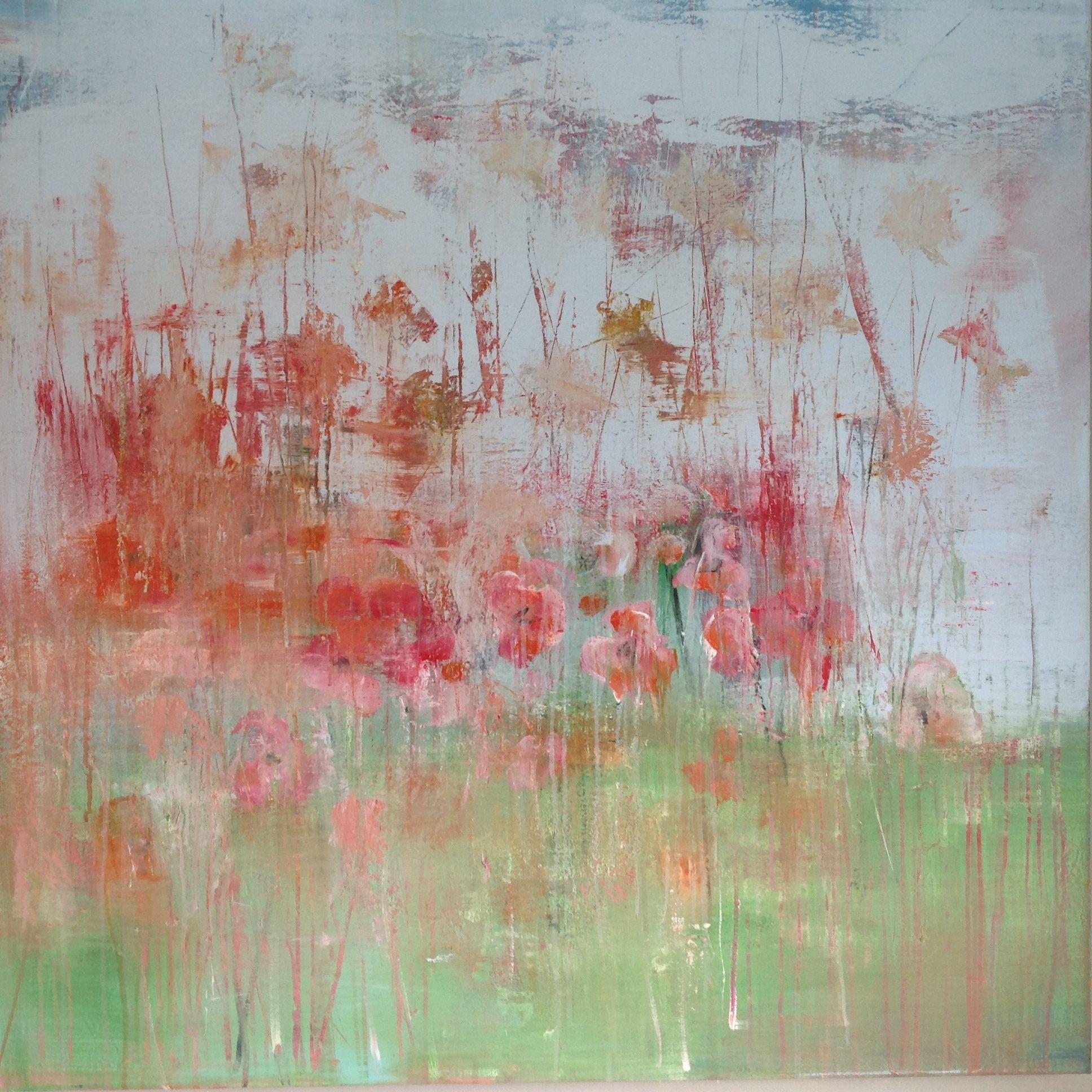 Hennie Van de Lande  Abstract Painting - Poppies, Painting, Acrylic on Canvas