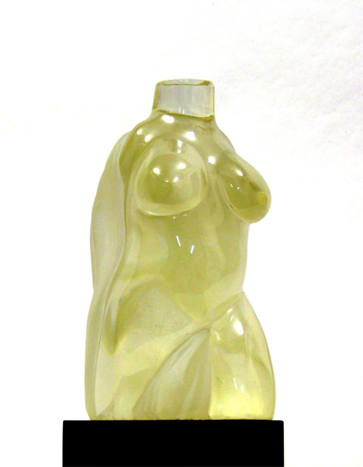 Hennie van Overbeek Figurative Sculpture - Tors Torso Optic Space Travel Glass Sculpture Female Nude Body In Stock