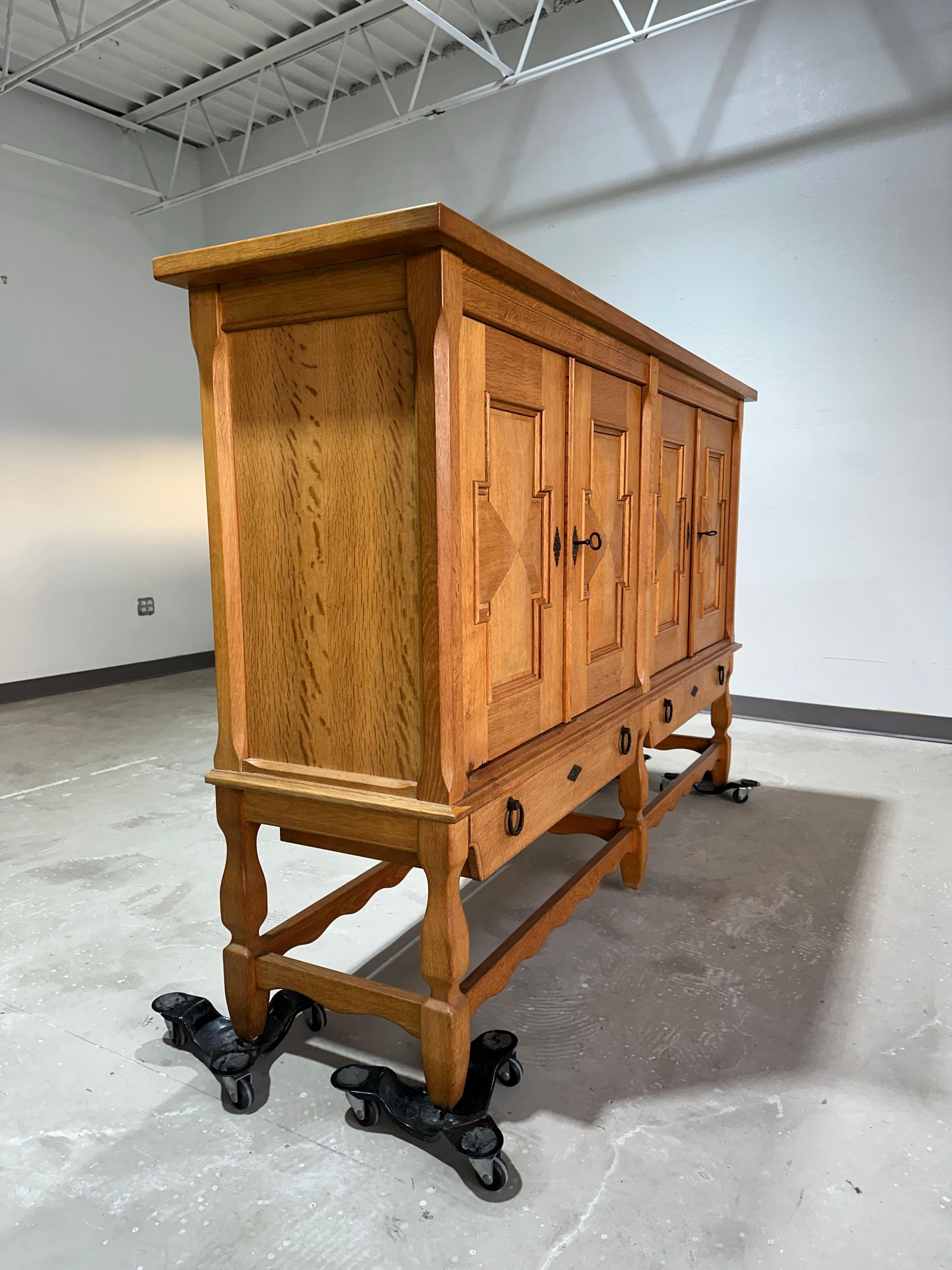 Henning Kjaernulf 1970’s Danish Oak Carved Brutalist Sideboard 5