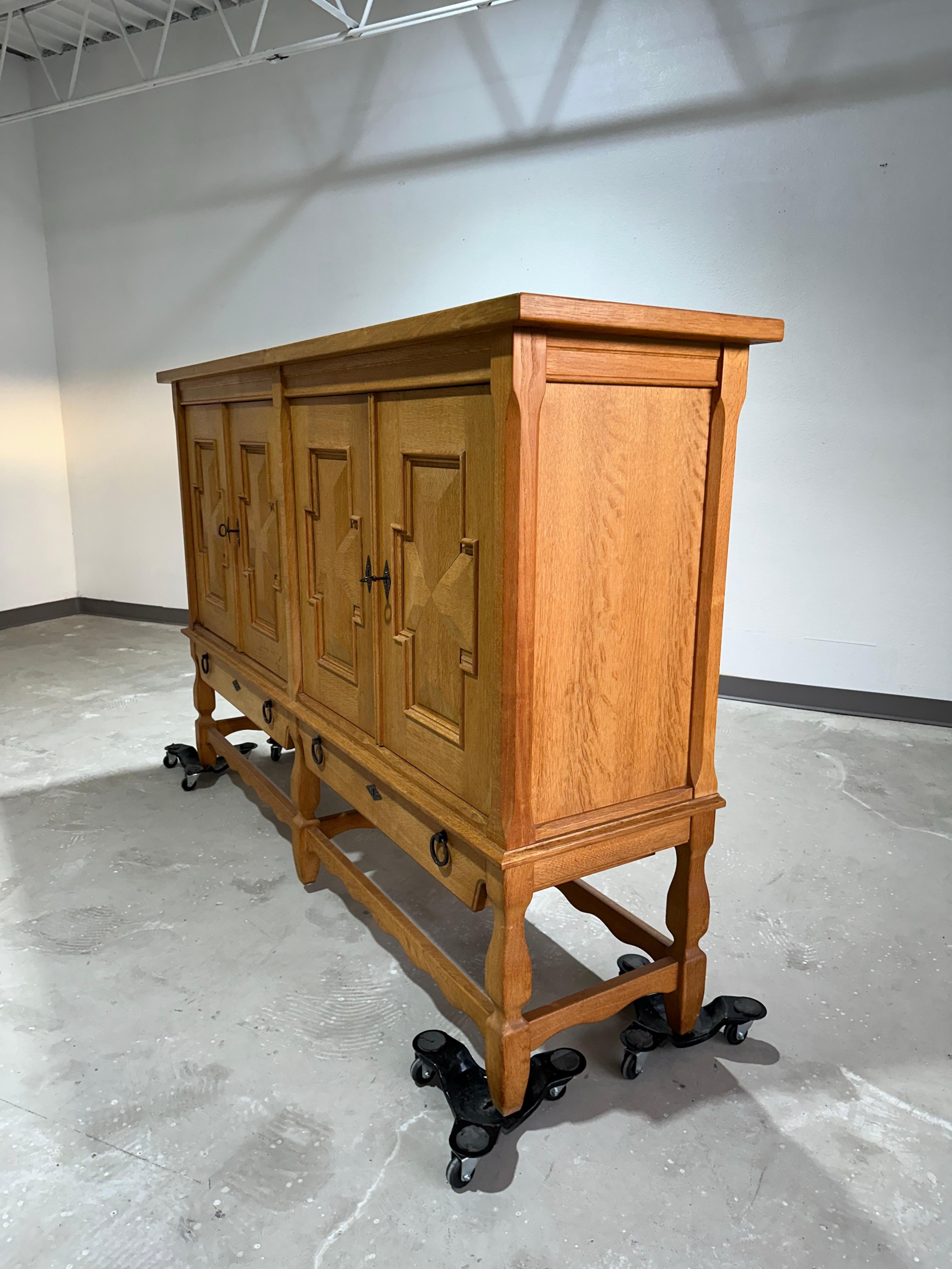 Henning Kjaernulf 1970’s Danish Oak Carved Brutalist Sideboard 6