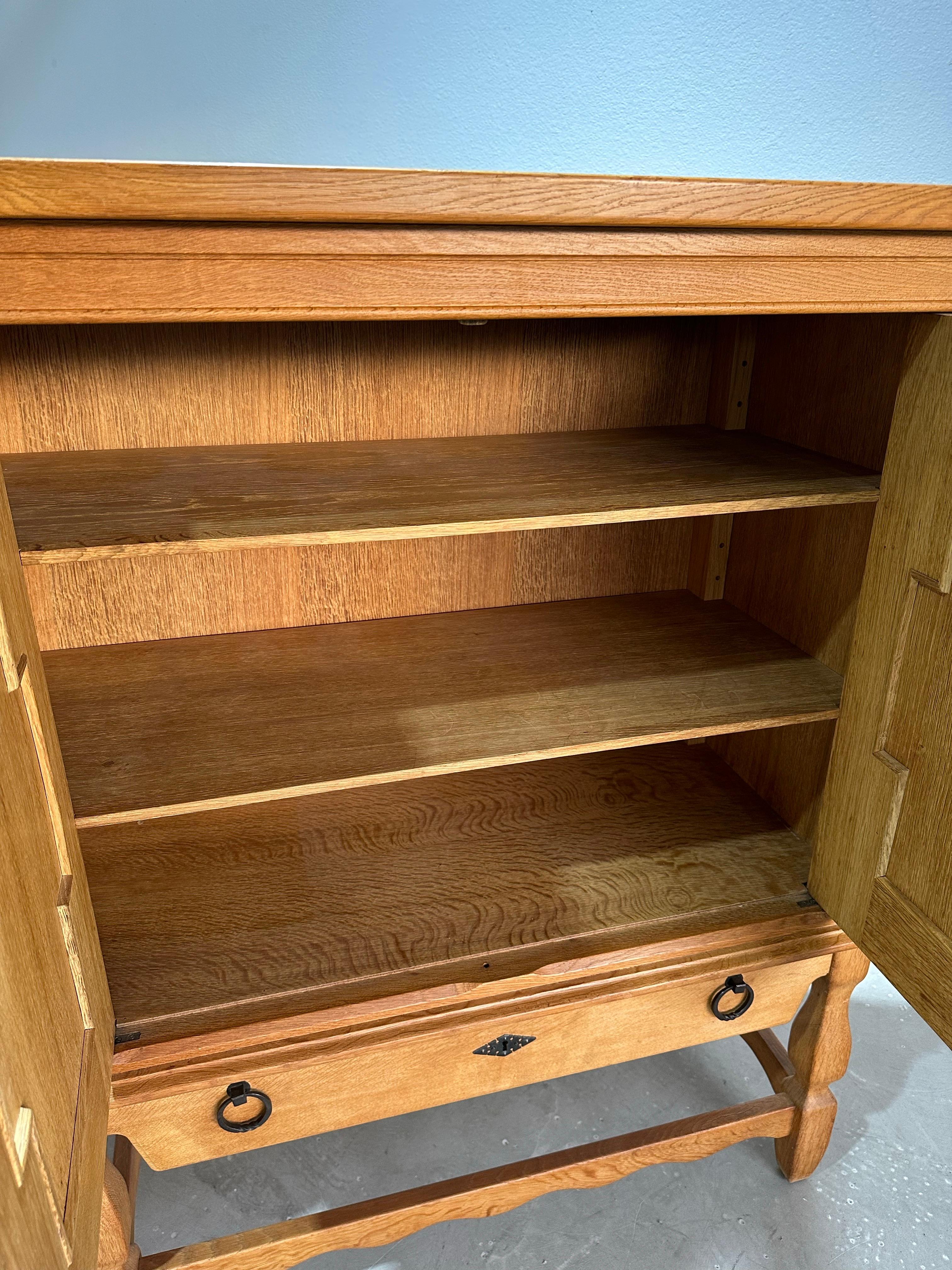 Henning Kjaernulf 1970’s Danish Oak Carved Brutalist Sideboard 1