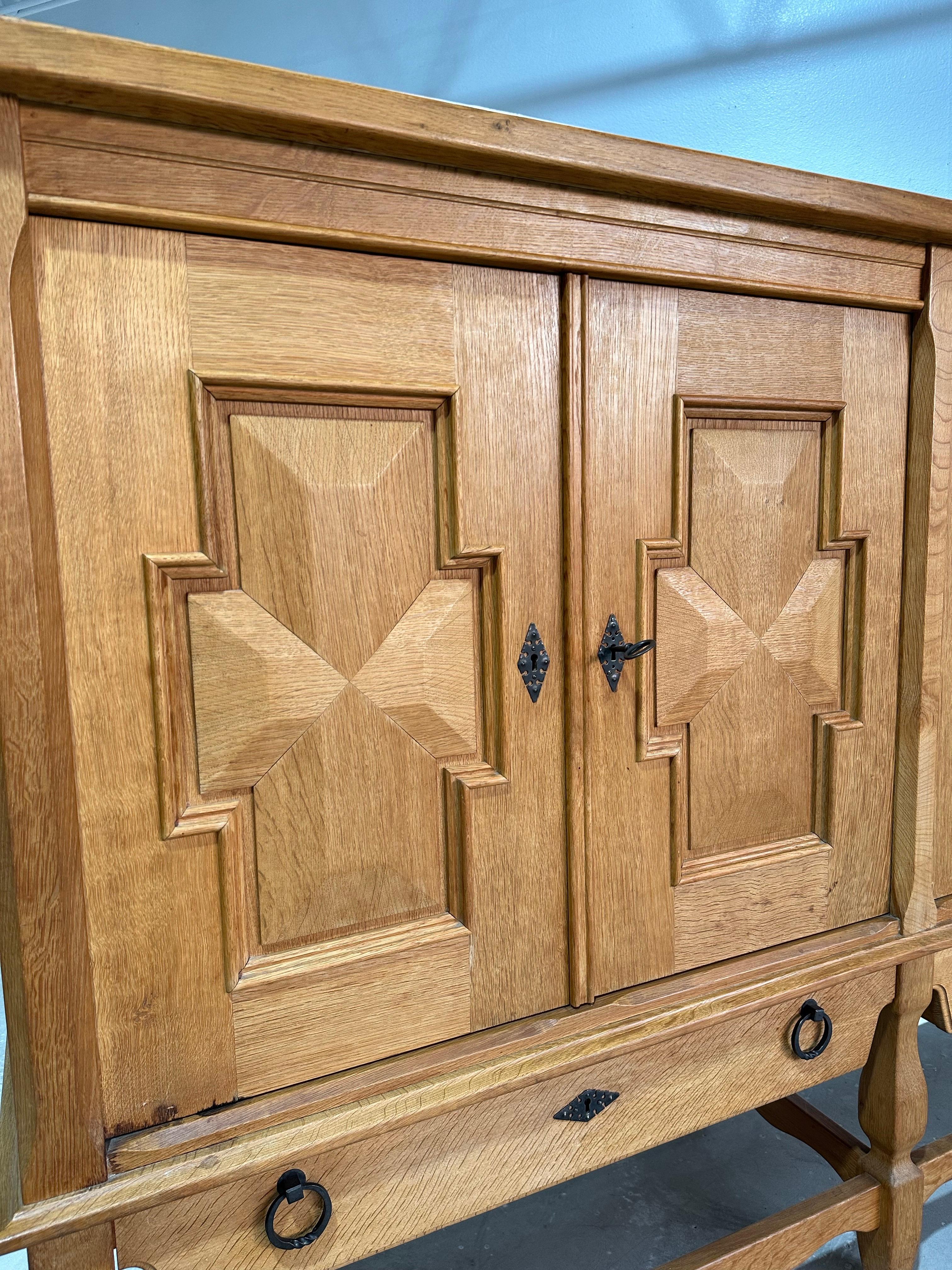 Henning Kjaernulf 1970’s Danish Oak Carved Brutalist Sideboard 2