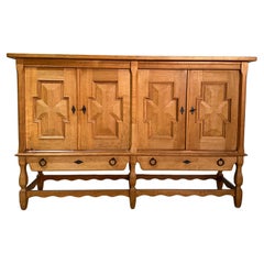 Henning Kjaernulf 1970’s Danish Oak Carved Brutalist Sideboard