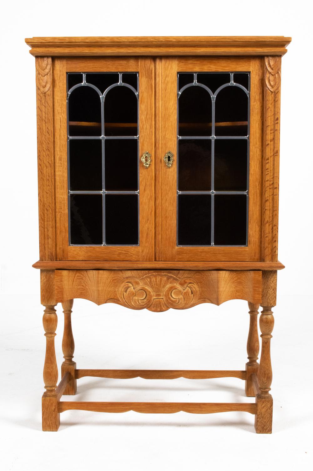 Henning Kjaernulf 20th Century Danish Oak Glass-Front Cabinet In Good Condition In Norwalk, CT