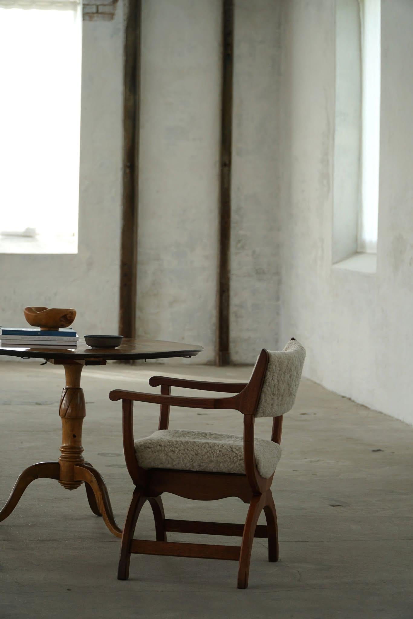 Henning Kjærnulf, Armchair in Oak & Lambswool, Model 