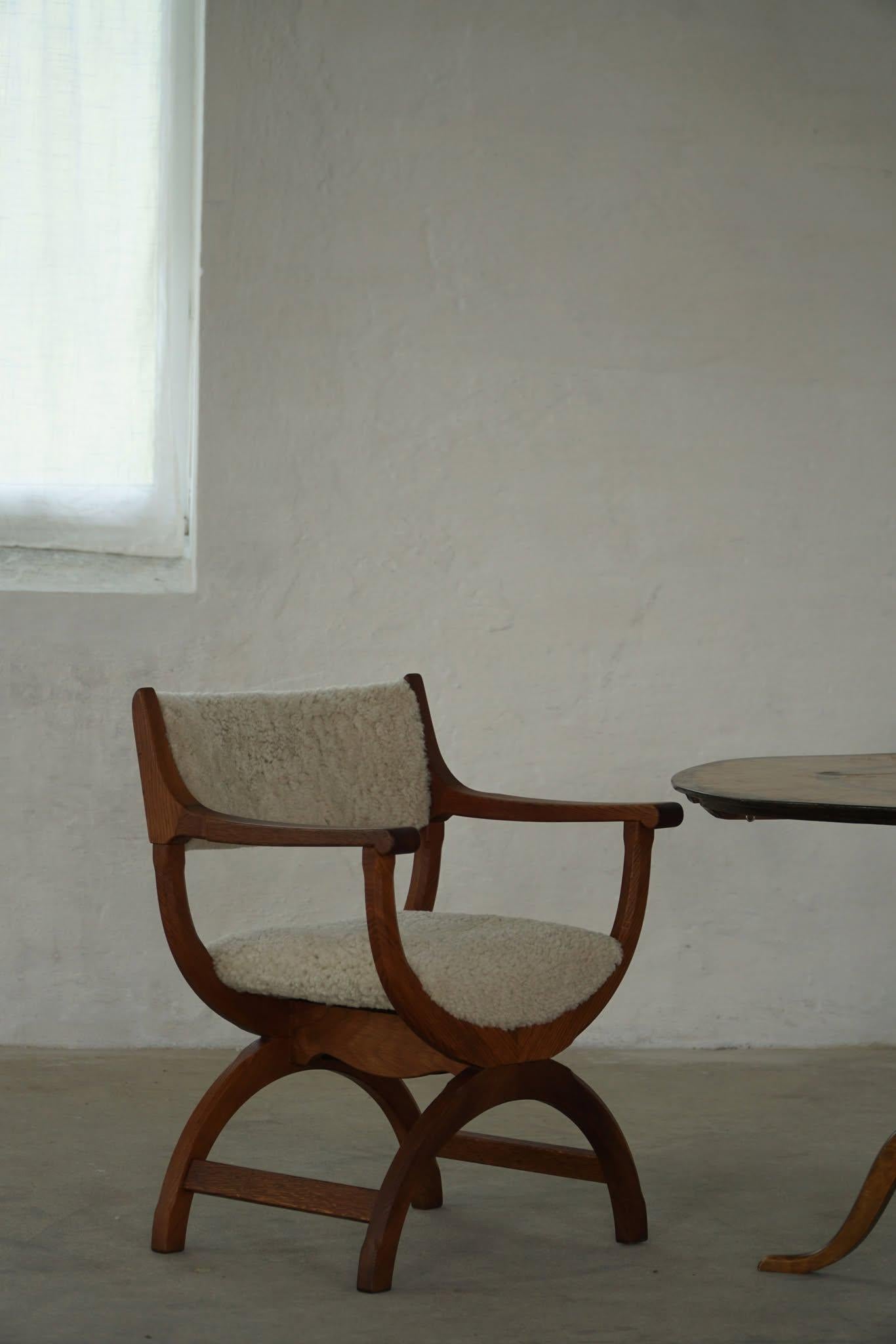 Henning Kjærnulf, Armchair in Oak & Lambswool, Model 