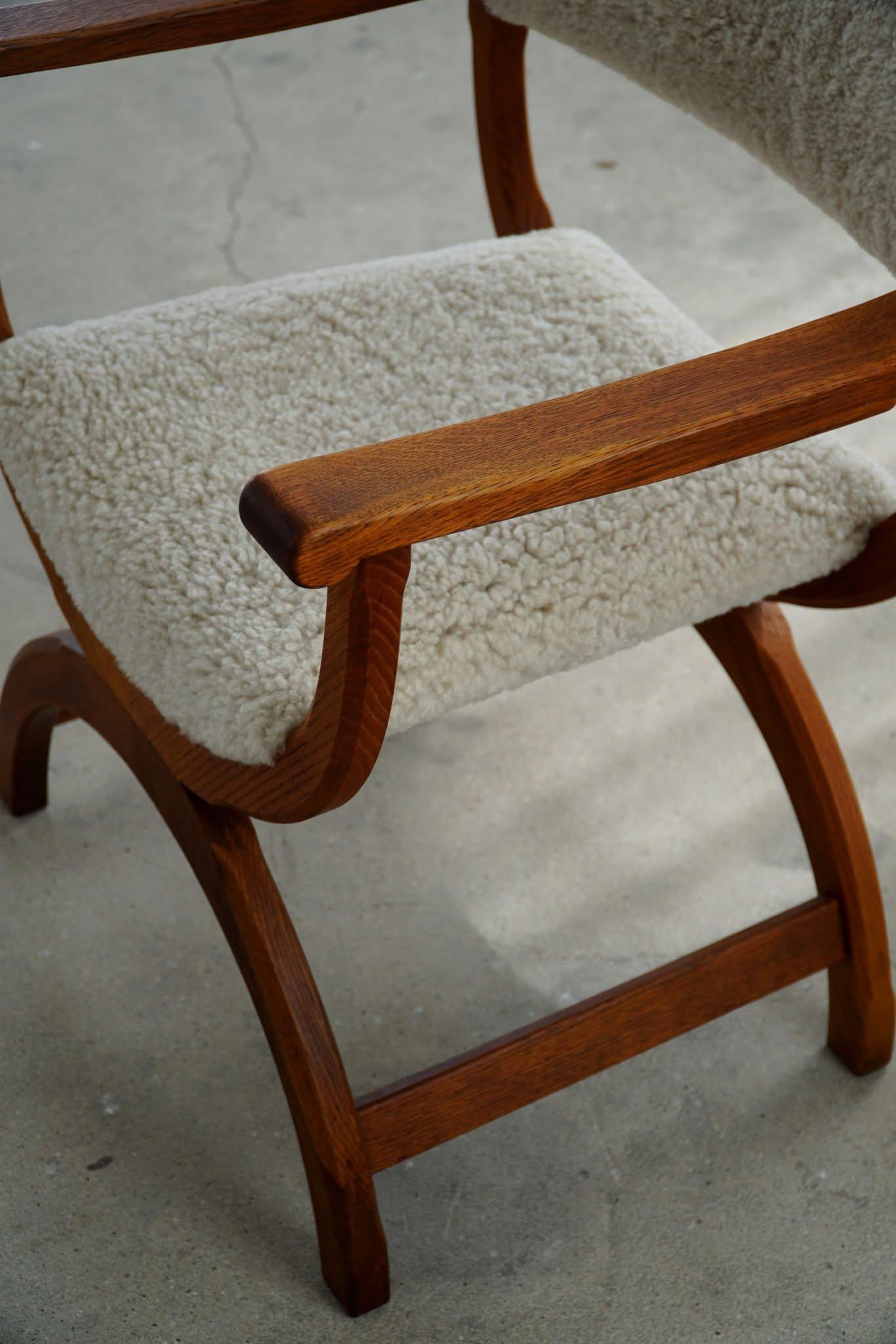 Henning Kjærnulf, Armchair in Oak & Lambswool, Model 
